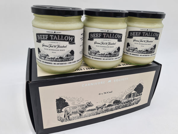 Beef Tallow (500 ml Jar Hormone and Antibiotic Free) – 100% Grass-Fed & Finished – Carnivore Society