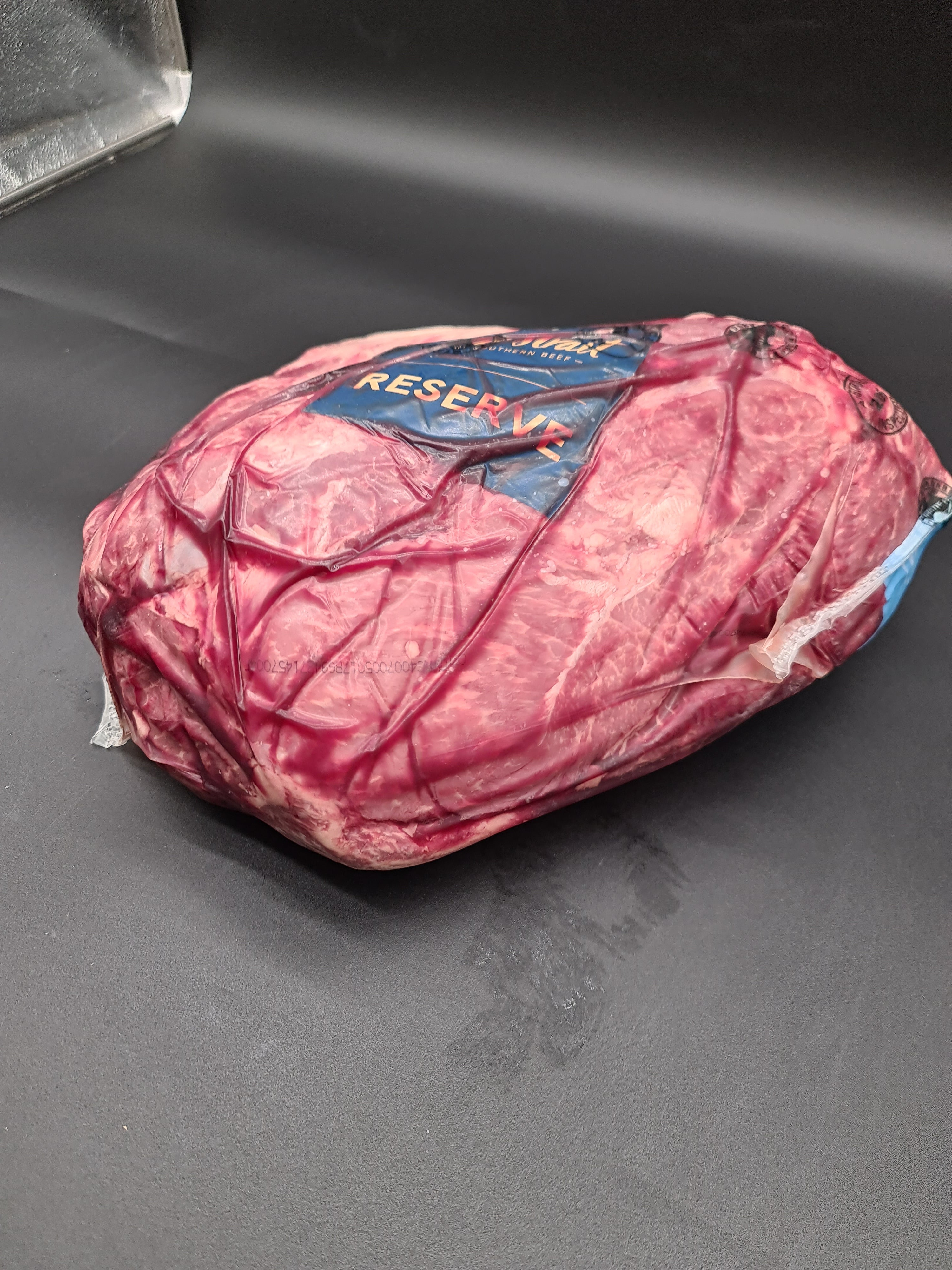 Angled Wanderer beef cut with patterned branded wrap