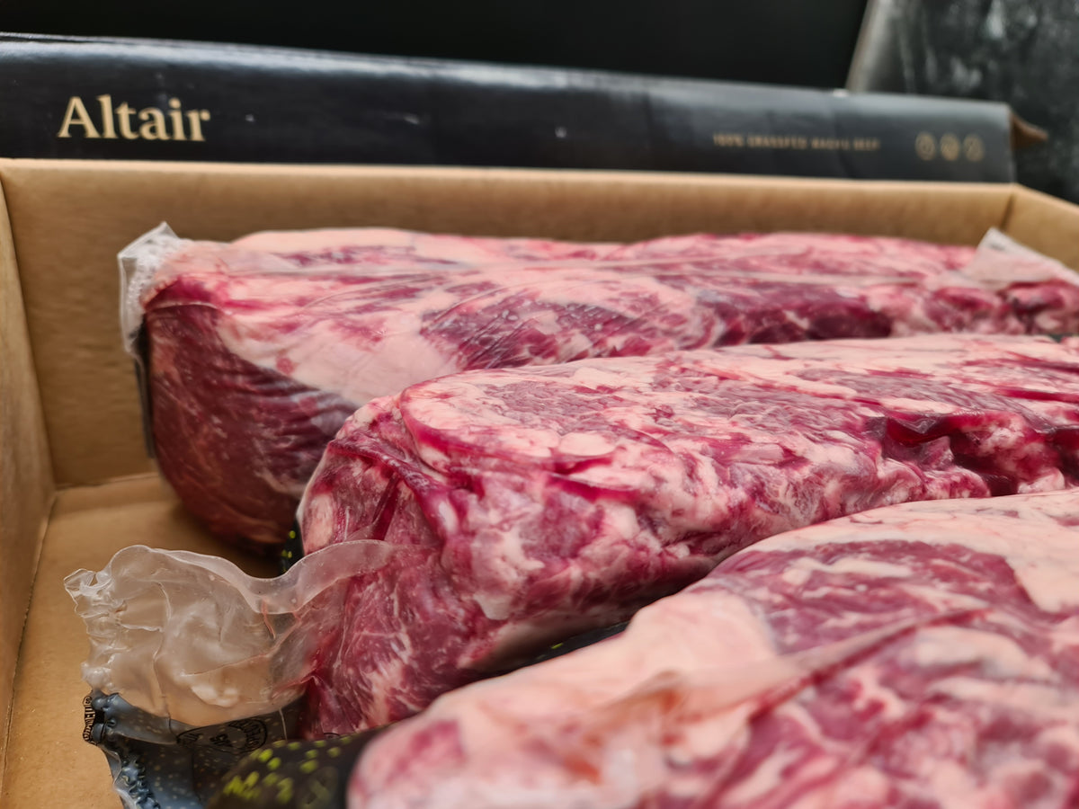 Altair Wagyu beef cut in clear vacuum packaging
