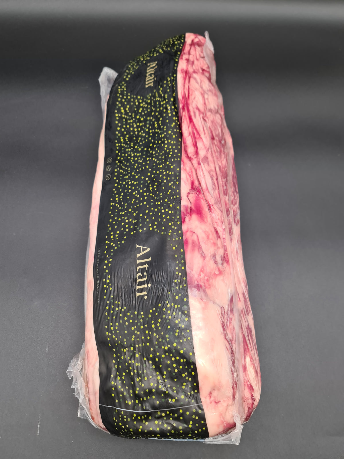 Two Altair Wagyu beef cuts side by side in packaging