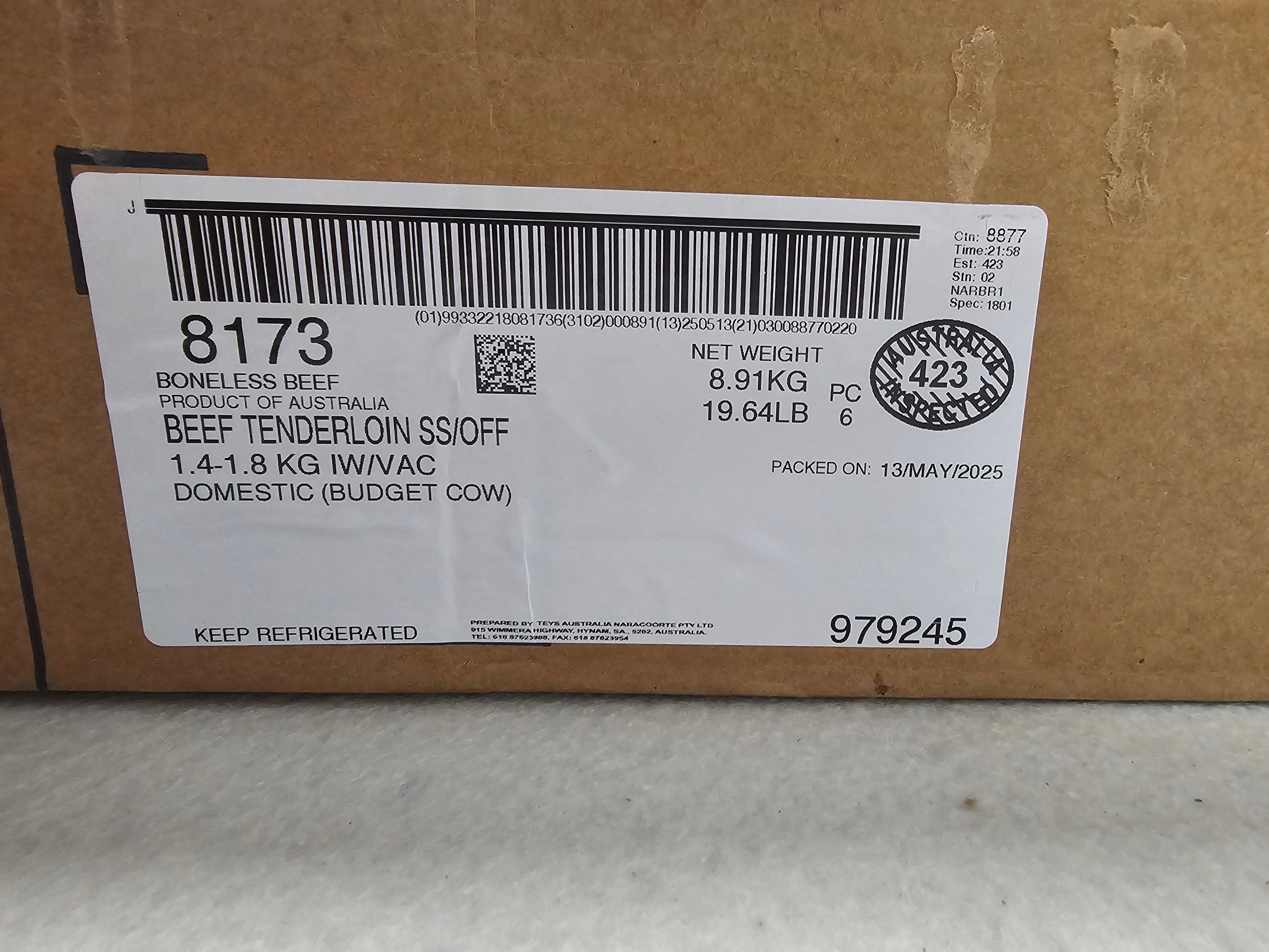 Teys Australia Eye Fillet (Tenderloin) - (Grass-Fed) $46/kg