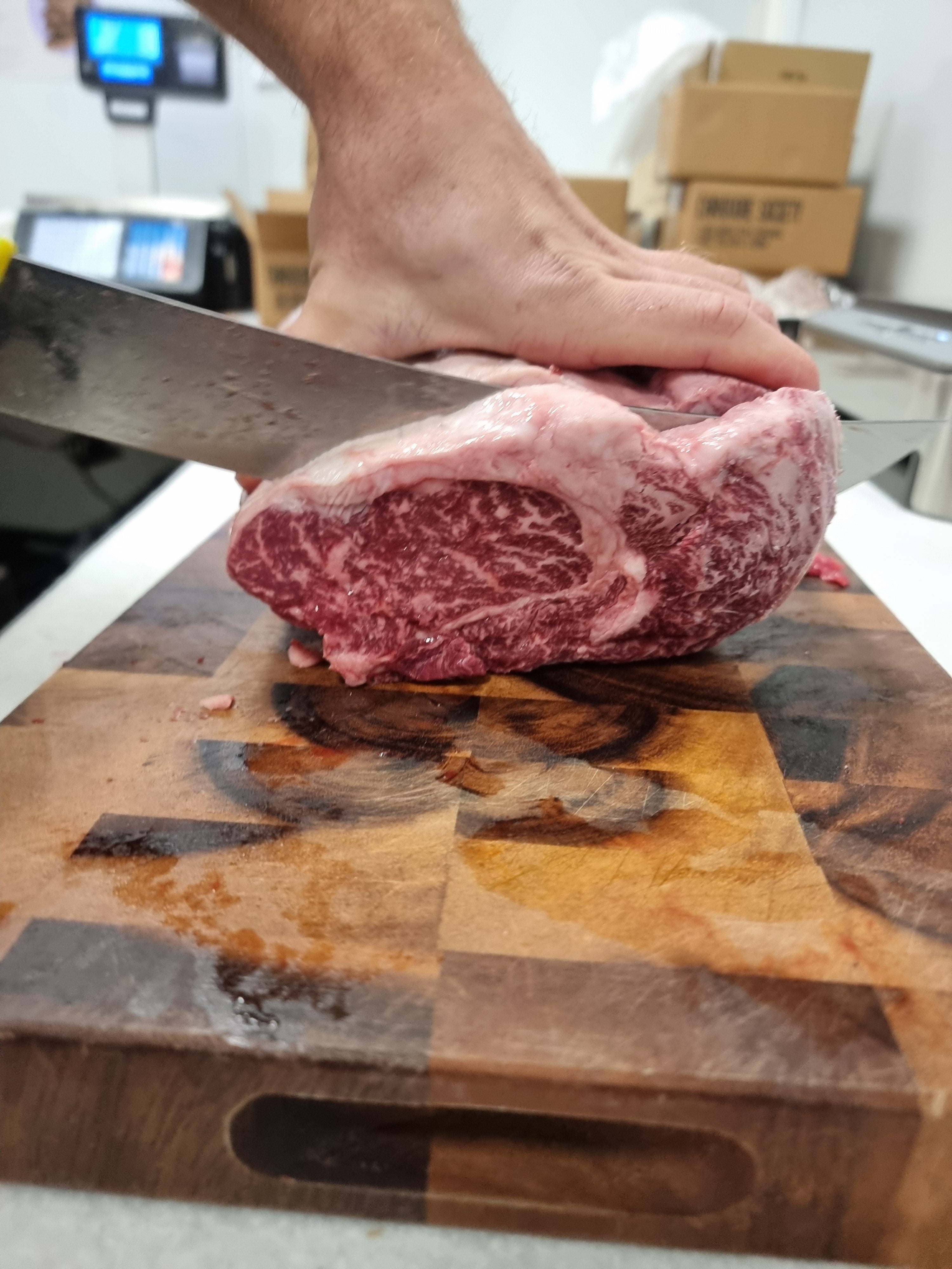 Stone Axe Full Blood Wagyu Scotch Cube Roll (MB 8–9+) $179/kg