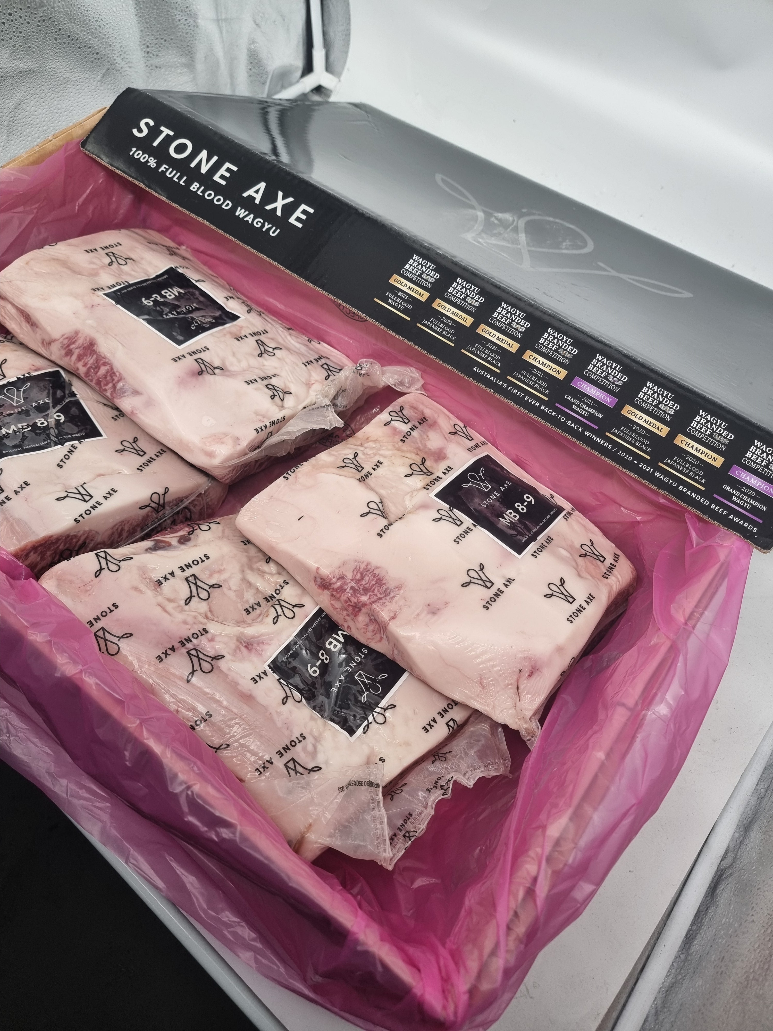 Stone Axe Full Blood Wagyu Porterhouse (MB 8–9+) $149/kg