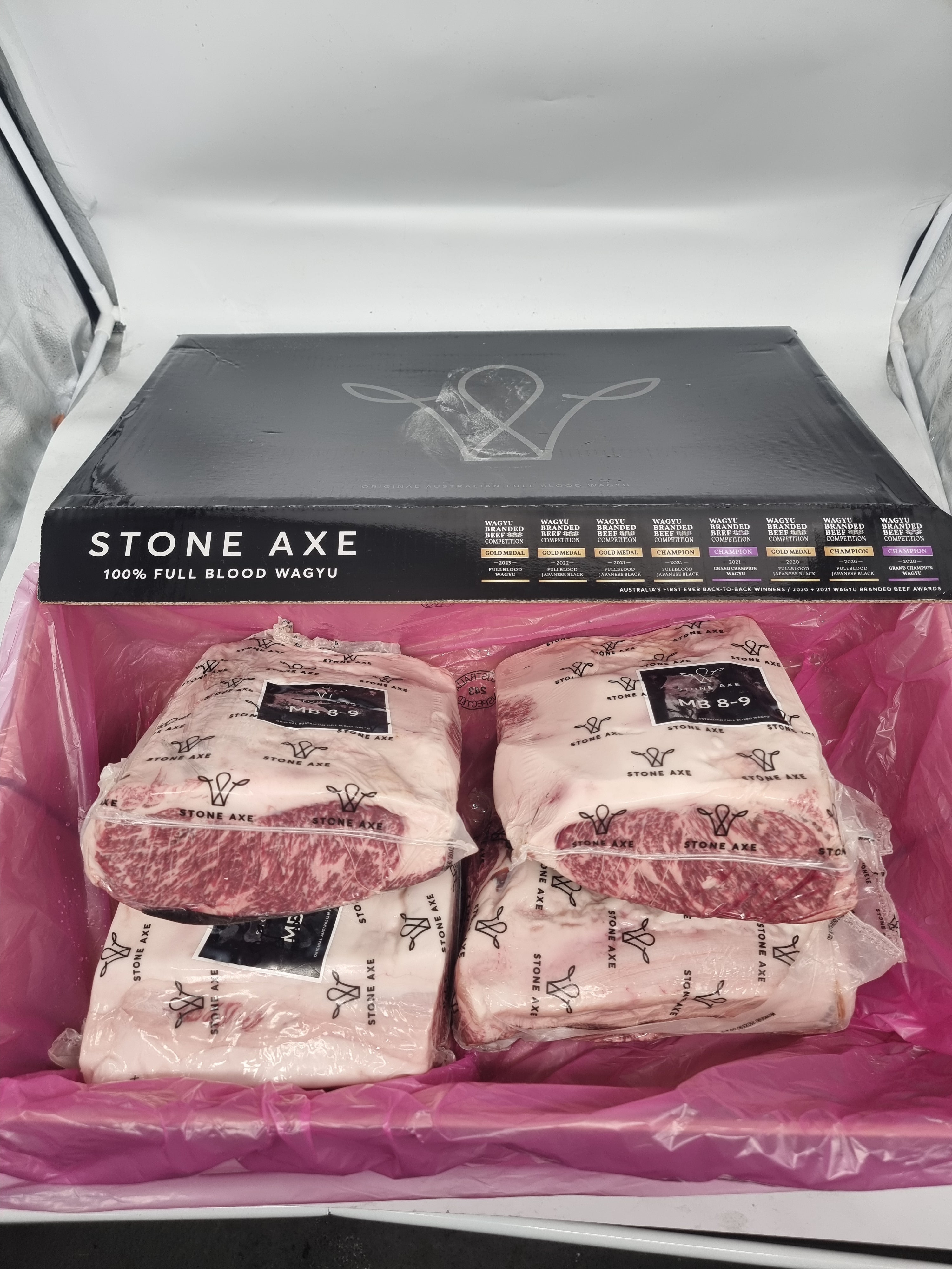 Stone Axe Full Blood Wagyu Porterhouse (MB 8–9+) $149/kg