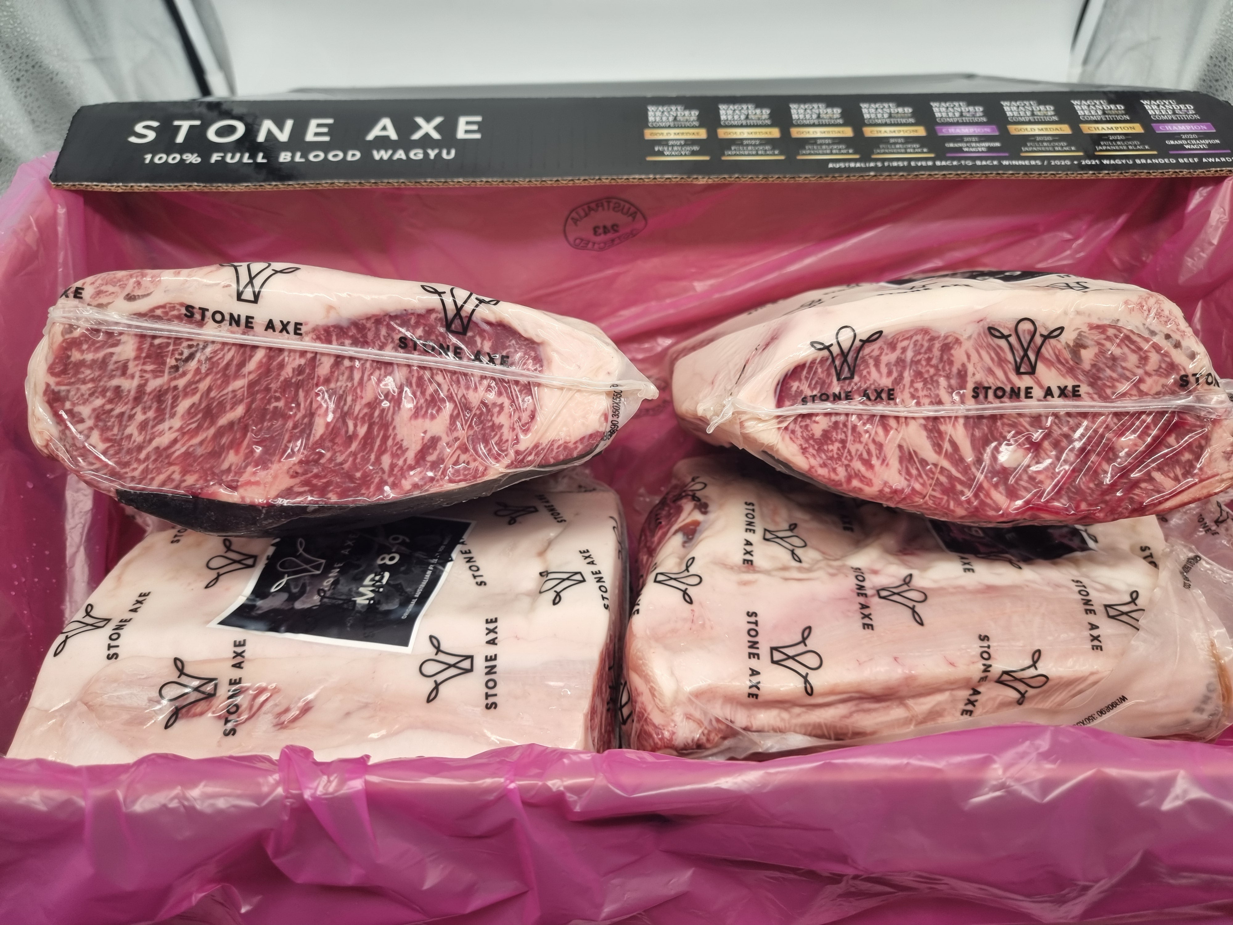 Stone Axe Full Blood Wagyu Porterhouse (MB 8–9+) $149/kg