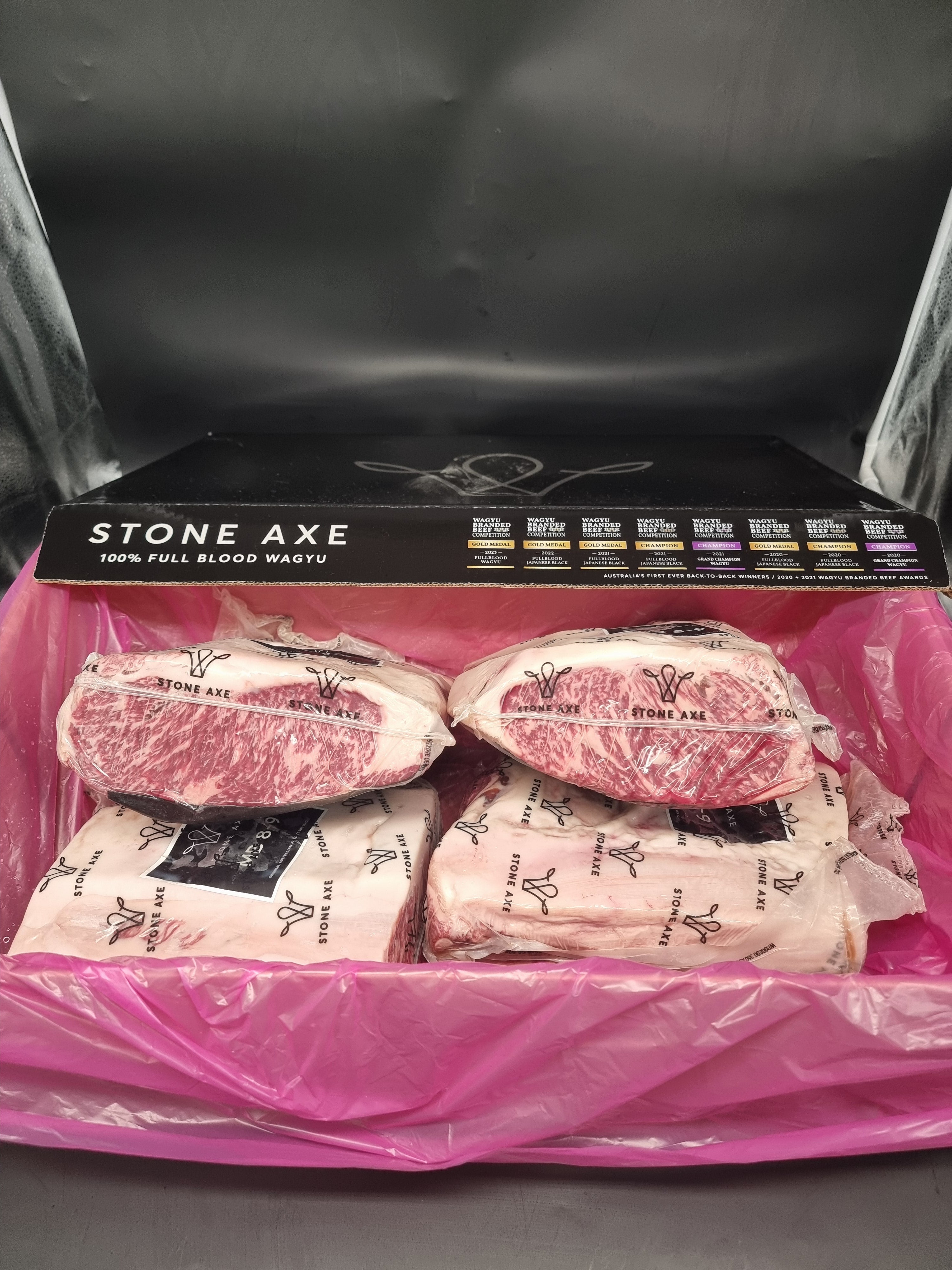 Stone Axe Full Blood Wagyu Porterhouse (MB 8–9+) $149/kg