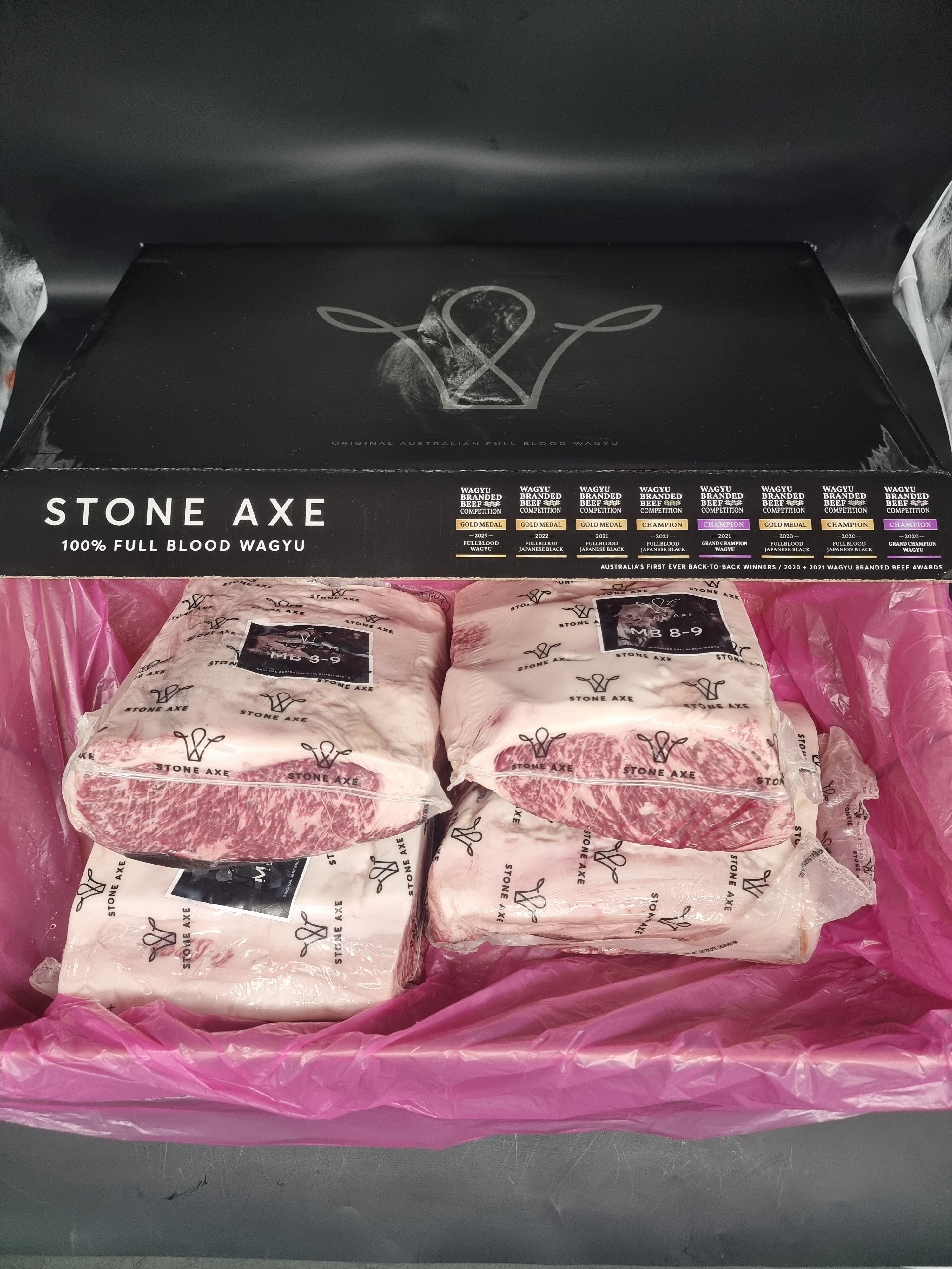 Stone Axe Full Blood Wagyu Porterhouse (MB 8–9+) $149/kg