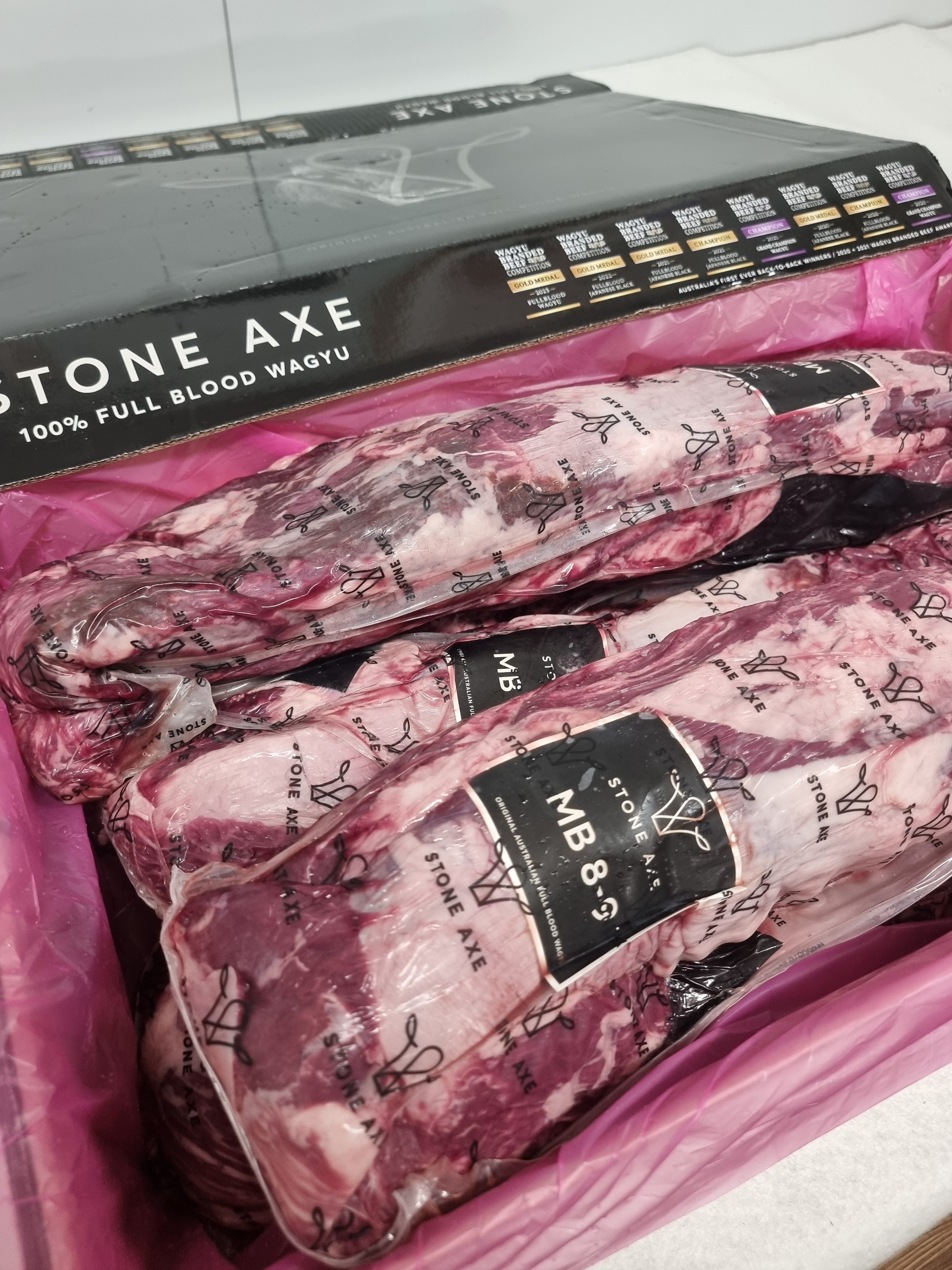 Stone Axe Full Blood Wagyu Eye Fillet (MB 8–9+) $199/kg