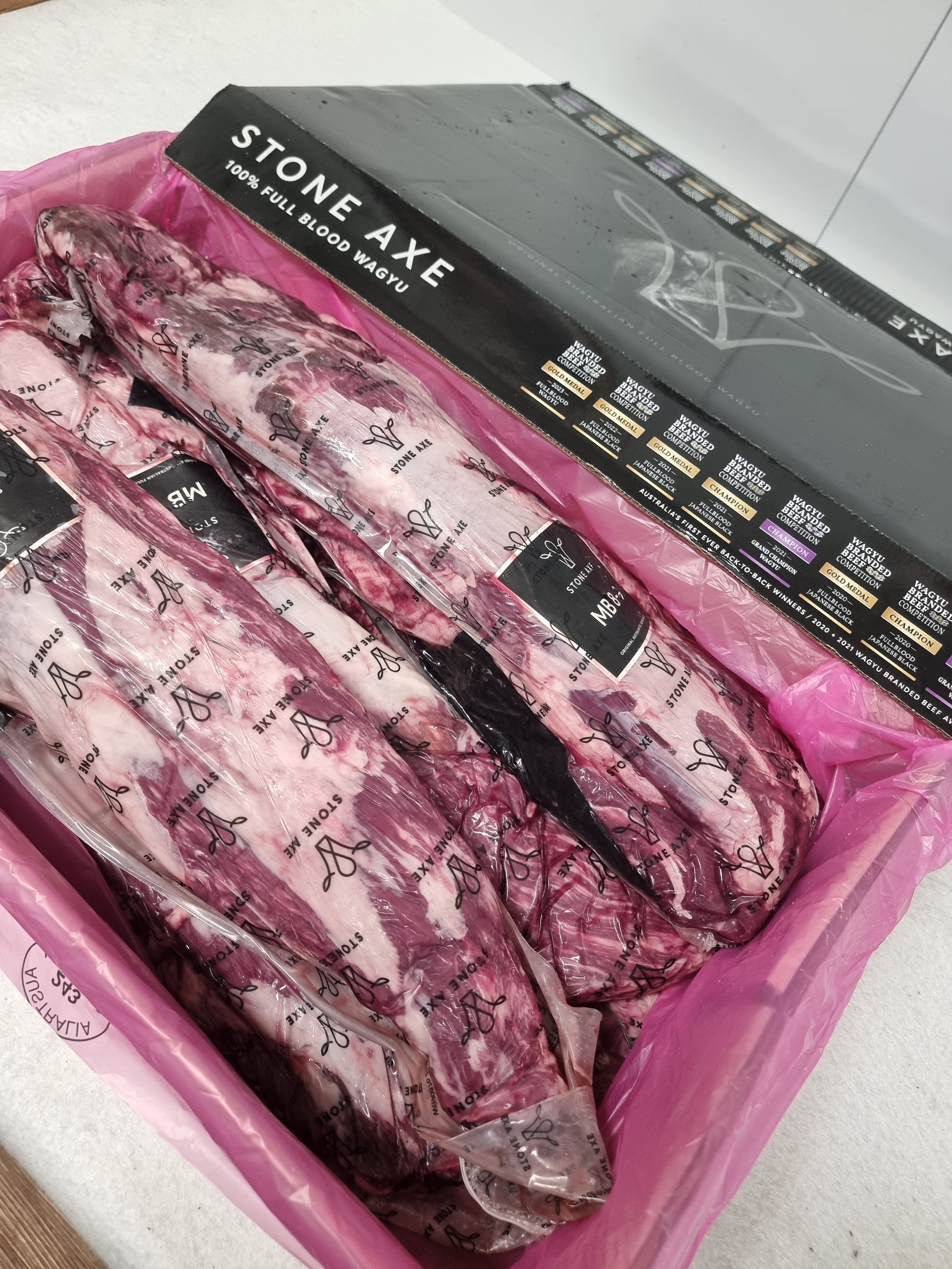 Stone Axe Full Blood Wagyu Eye Fillet (MB 8–9+) $199/kg