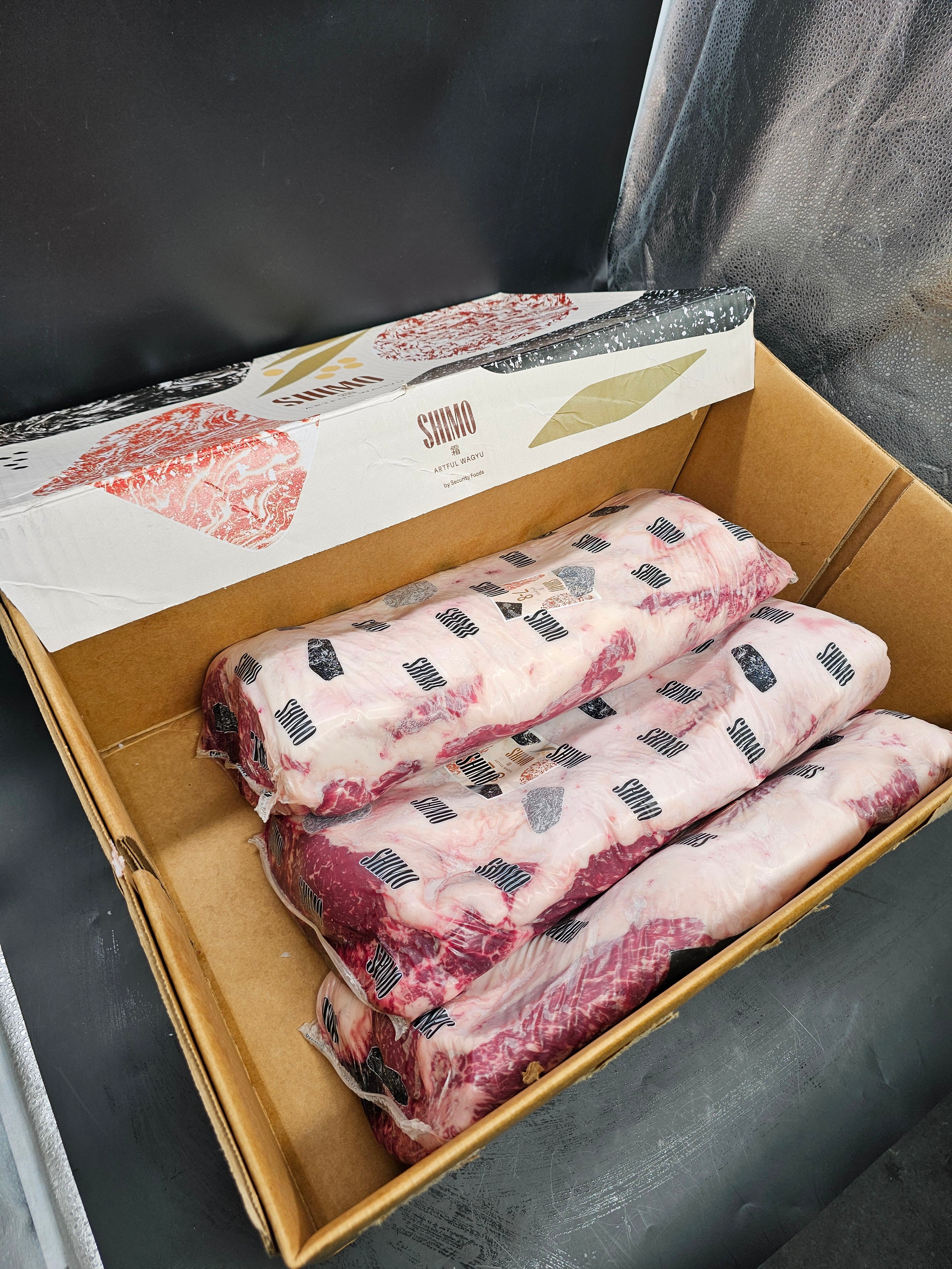 Shimo Grain-Fed Wagyu  Striploin MB 7–8 $98 KG