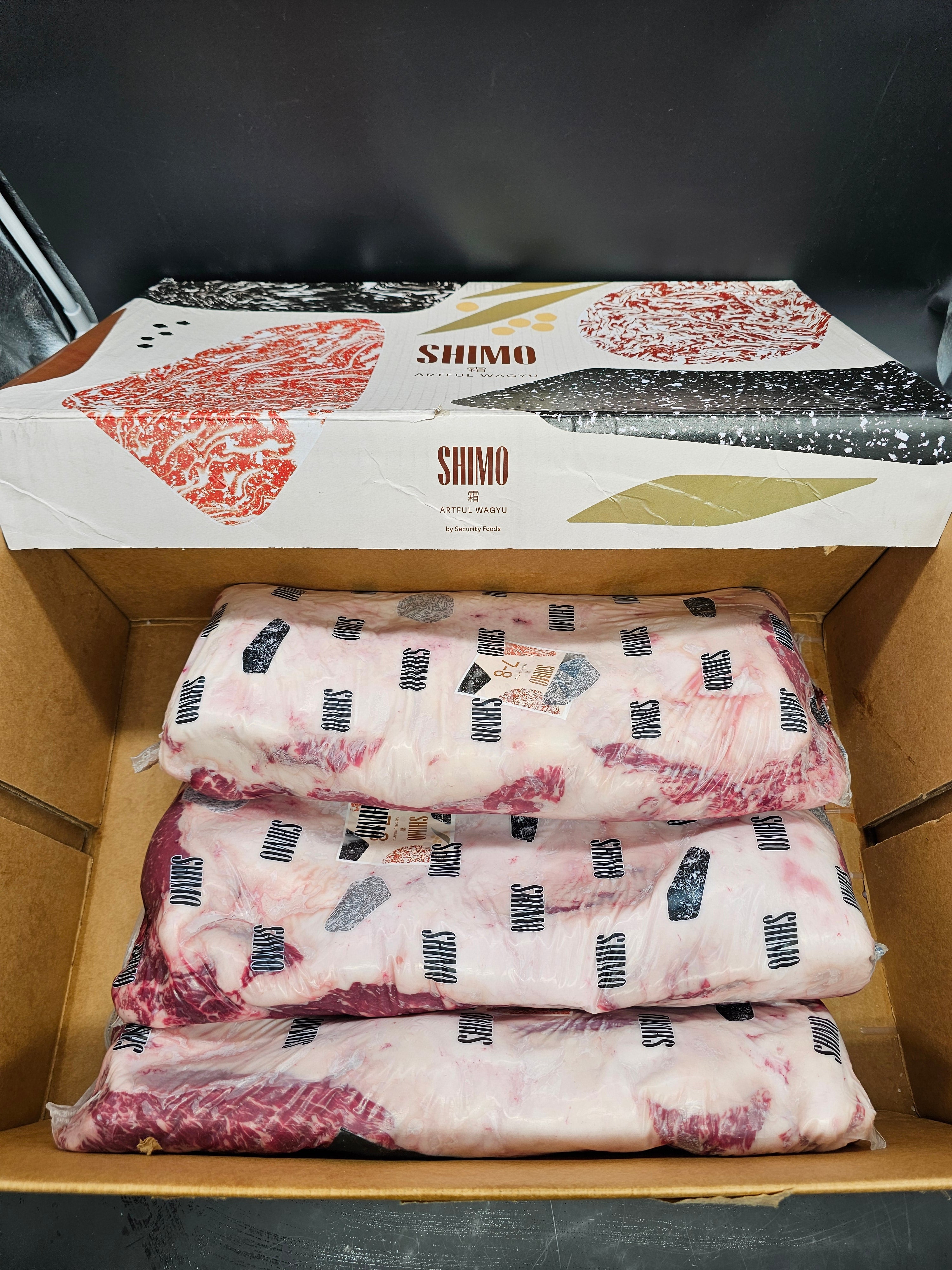 Shimo Grain-Fed Wagyu  Striploin MB 7–8 $98 KG