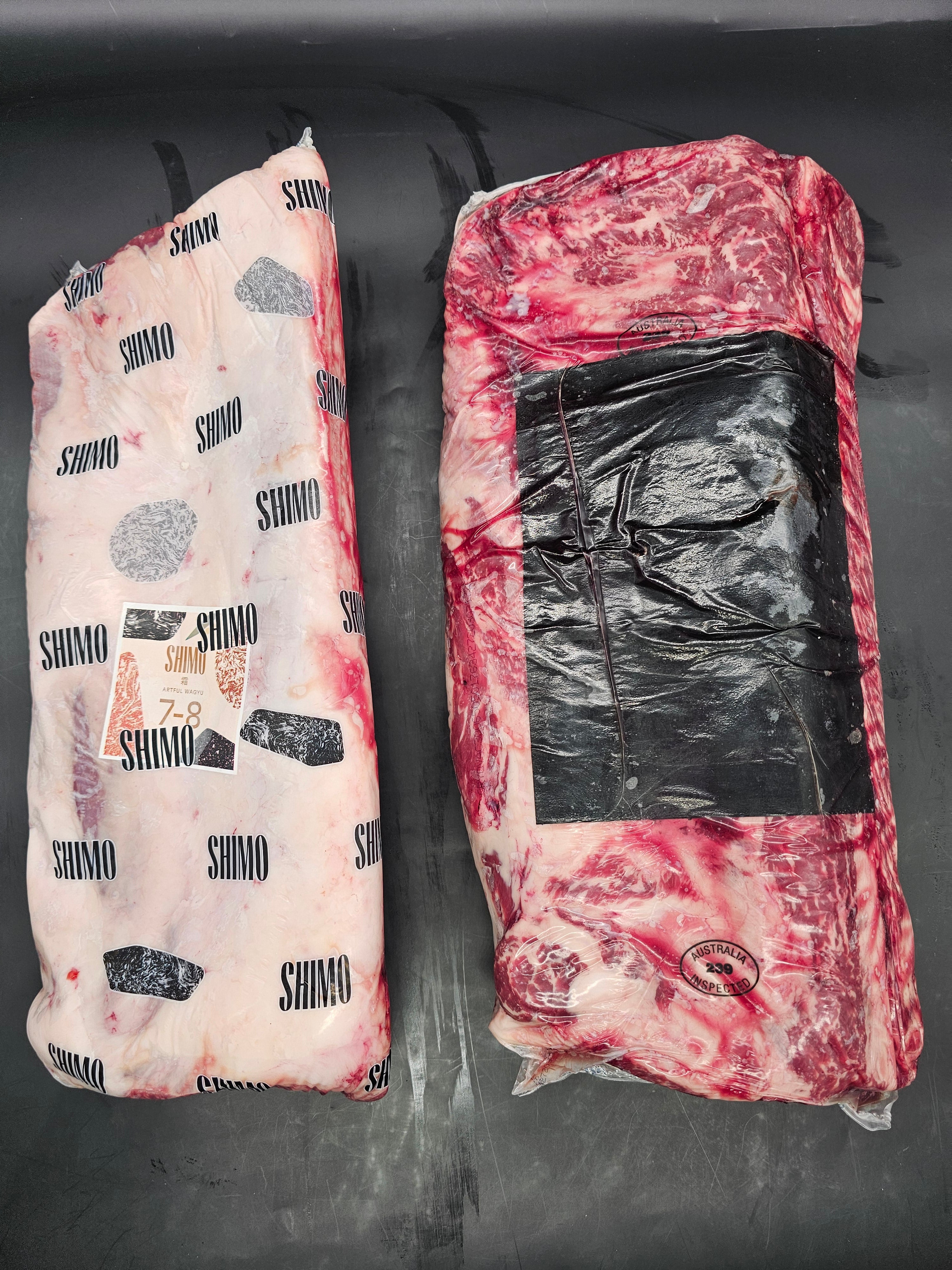 Shimo Grain-Fed Wagyu  Striploin MB 7–8 $98 KG