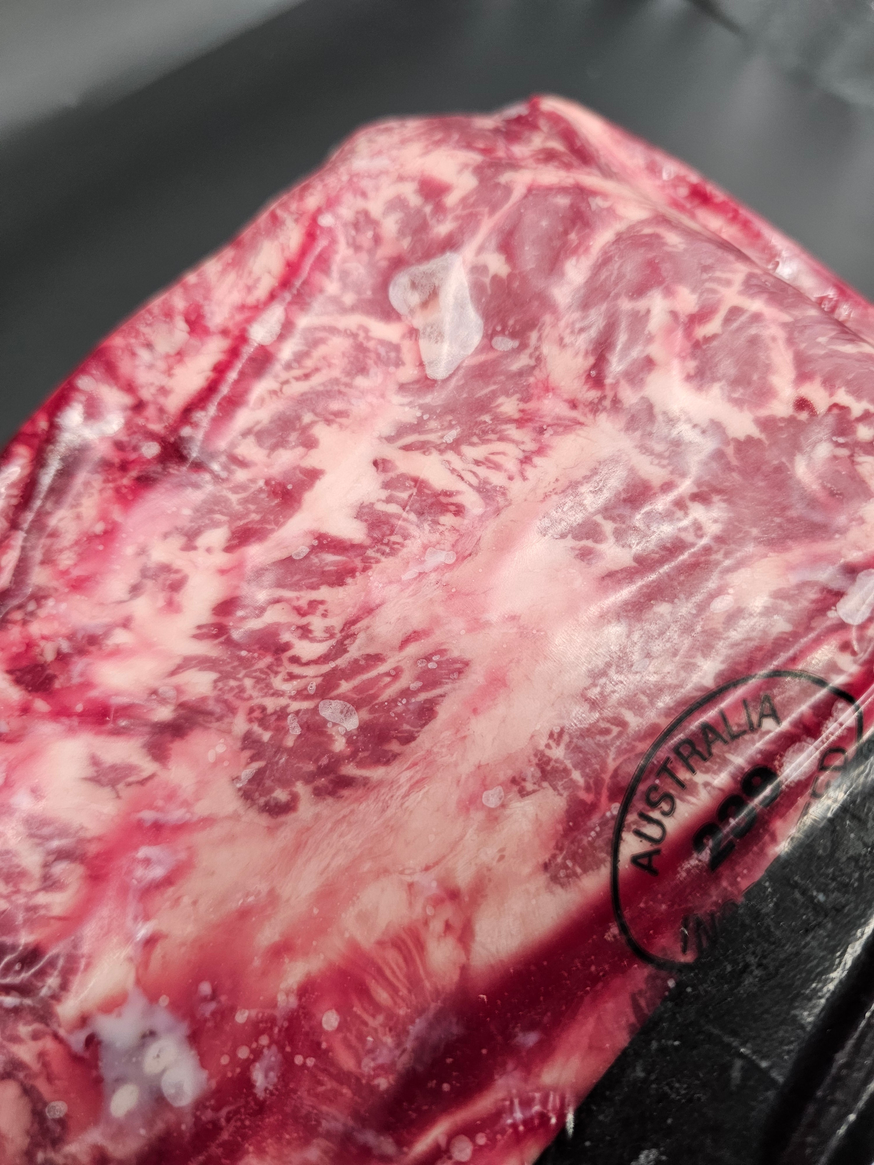 Shimo Grain-Fed Wagyu  Striploin MB 7–8 $98 KG