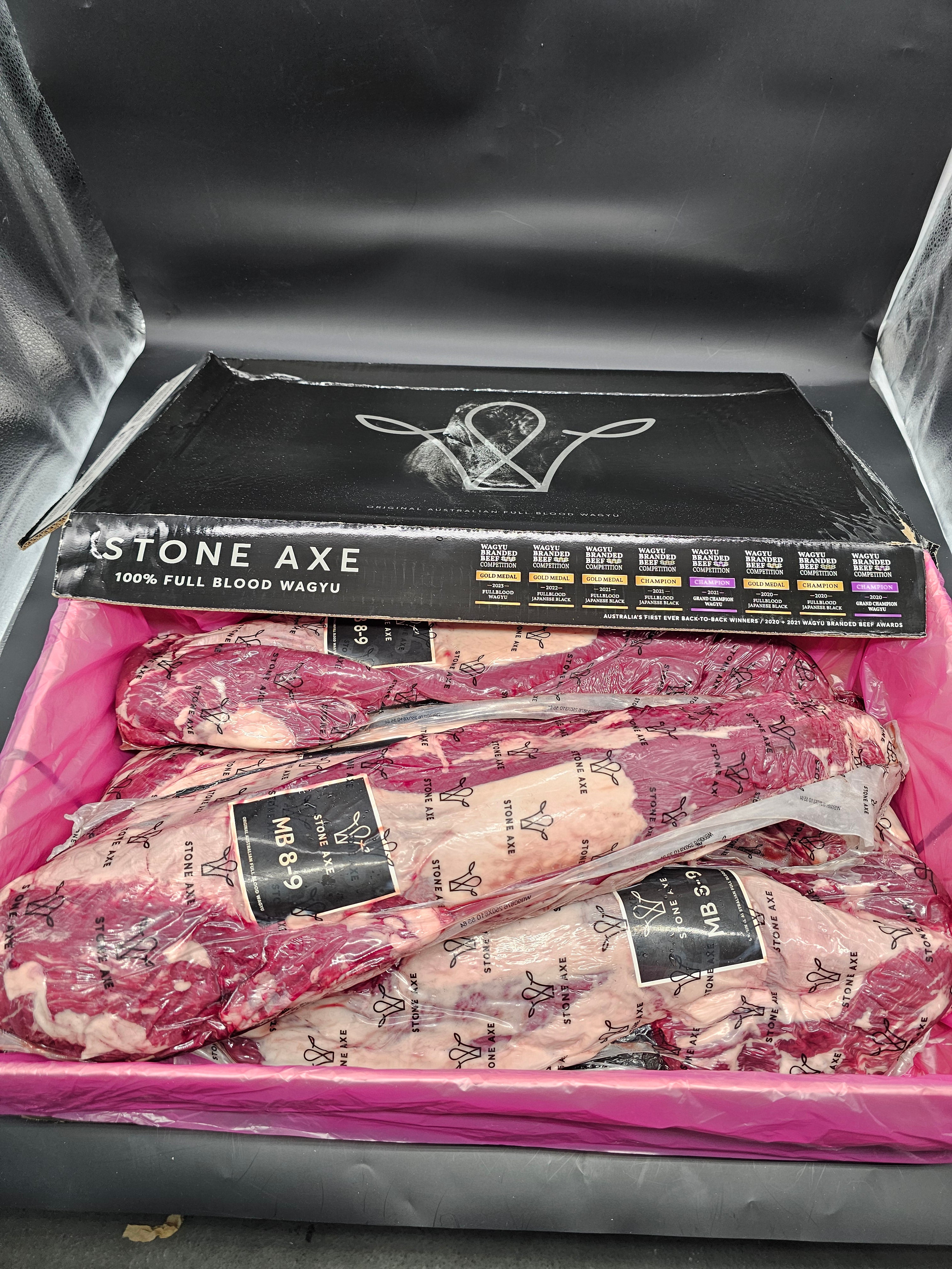 Stone Axe Full Blood Wagyu Eye Fillet (MB 8–9+) $199/kg
