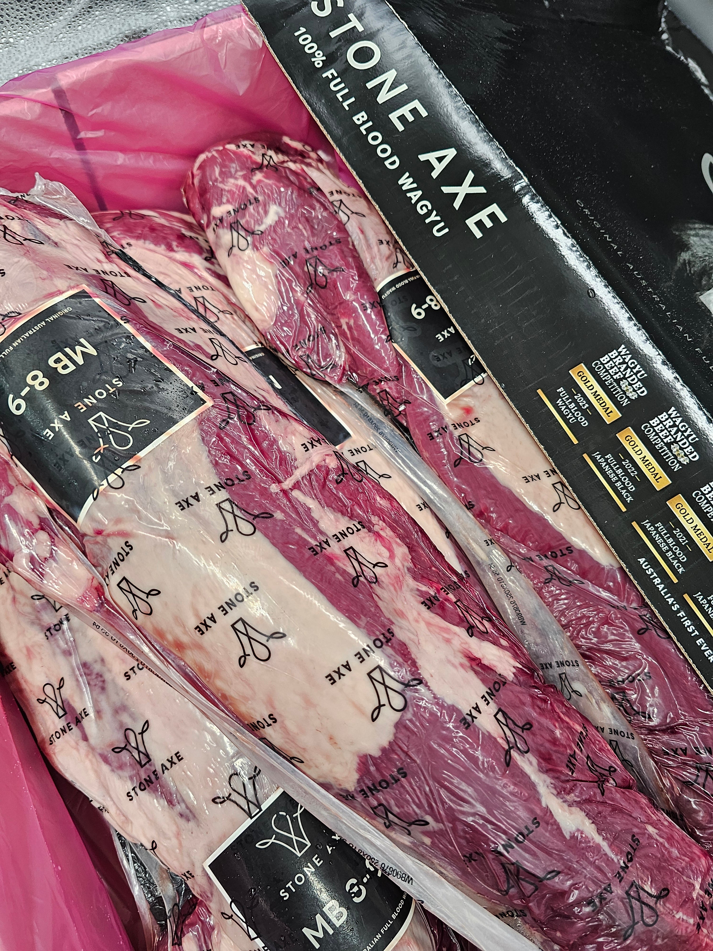 Stone Axe Full Blood Wagyu Eye Fillet (MB 8–9+) $199/kg