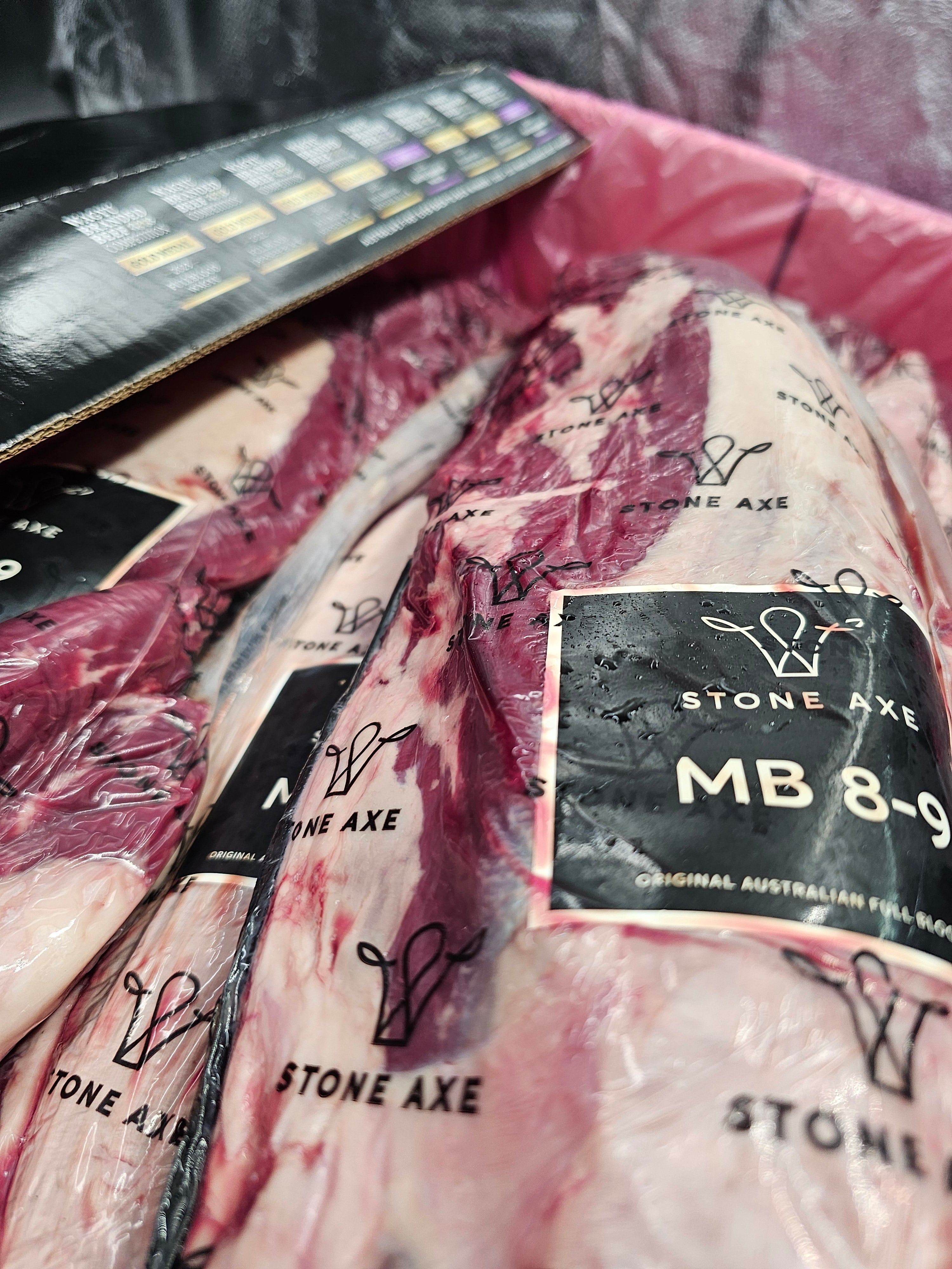 Stone Axe Full Blood Wagyu Eye Fillet (MB 8–9+) $199/kg