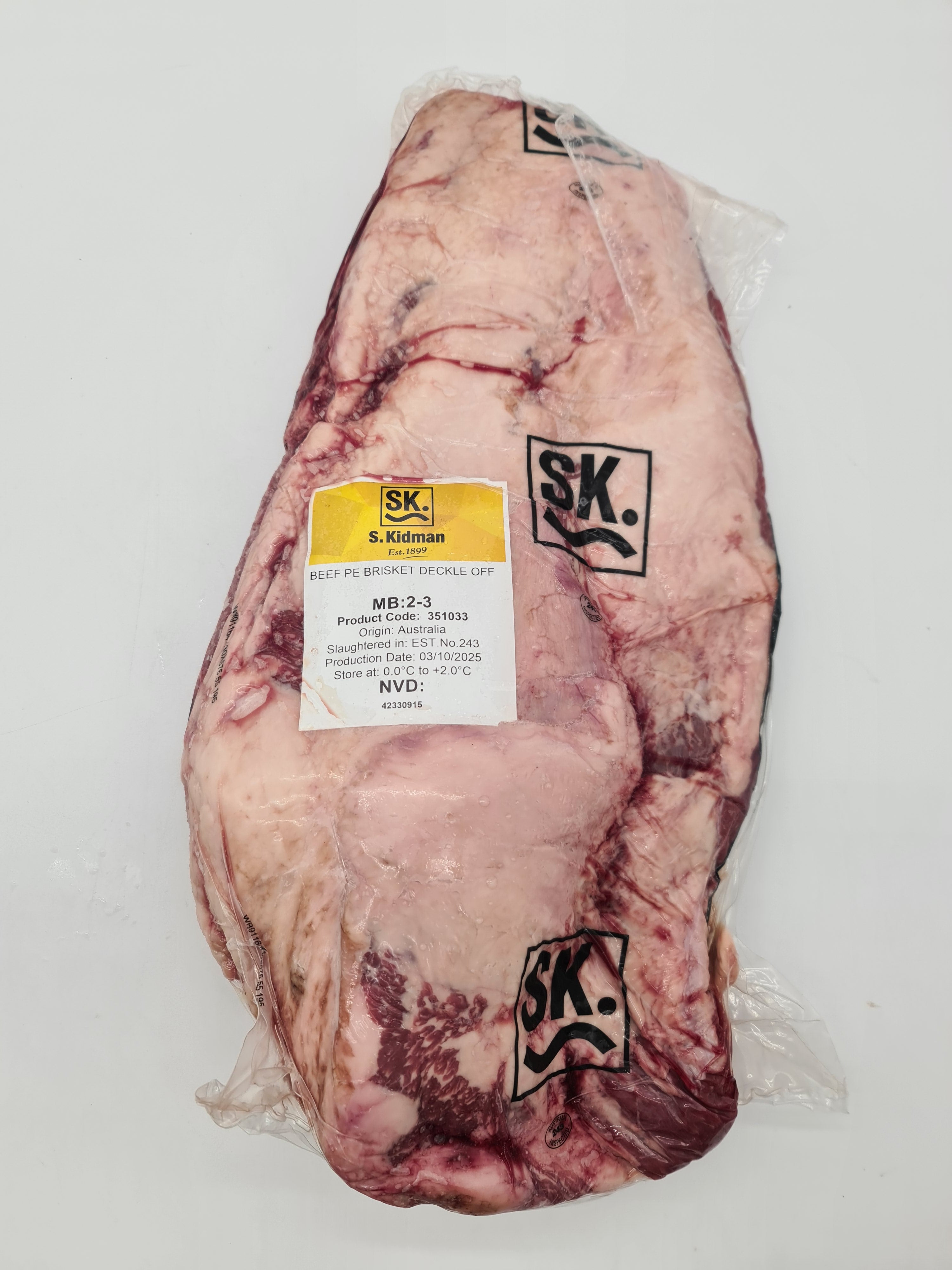 S.Kidman F1 Wagyu MB2-3 P/E Brisket (Deckle-off) $26/kg *SPECIAL*