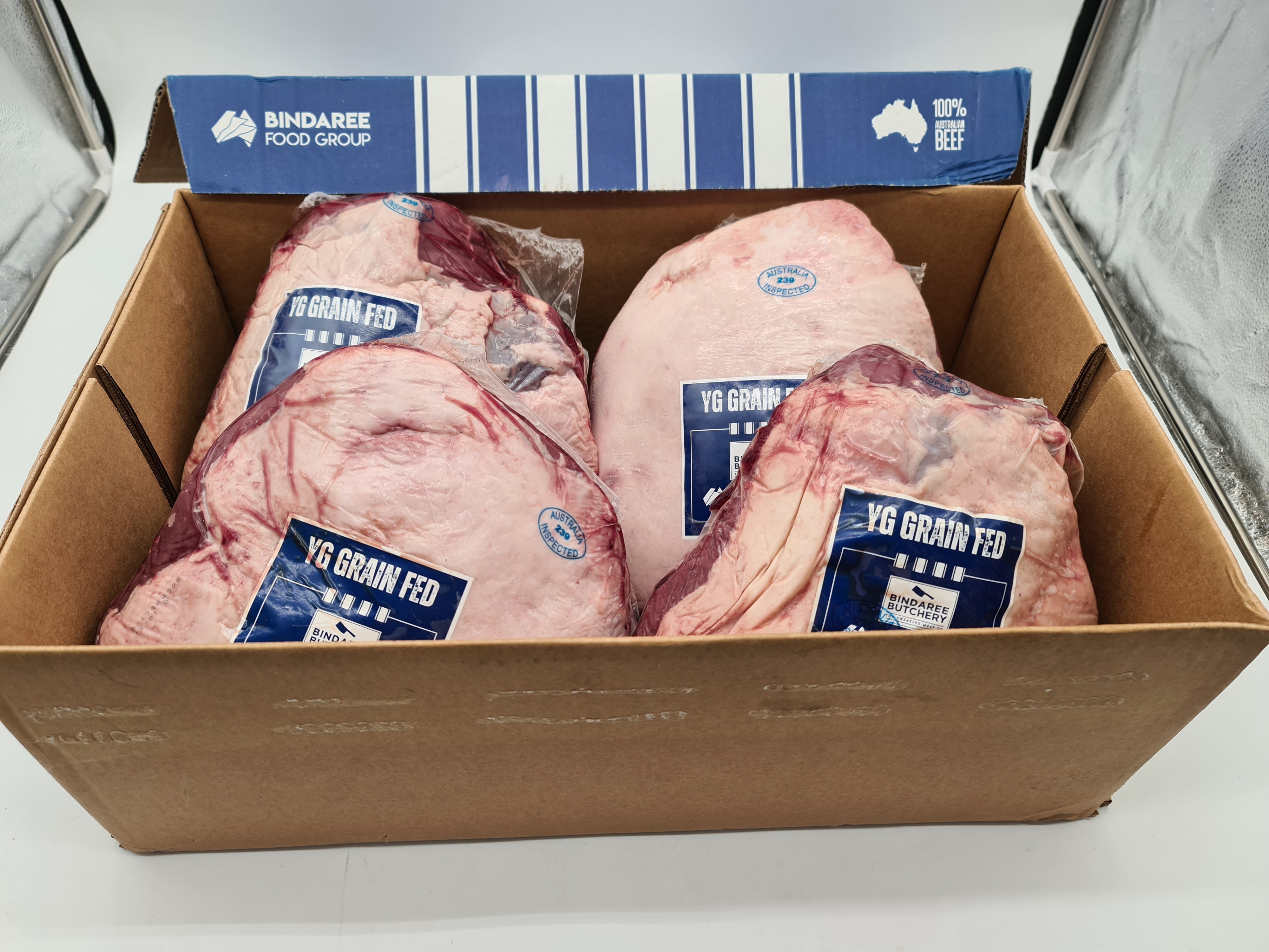 Bindaree grain fed beef rump in vacuum packaging