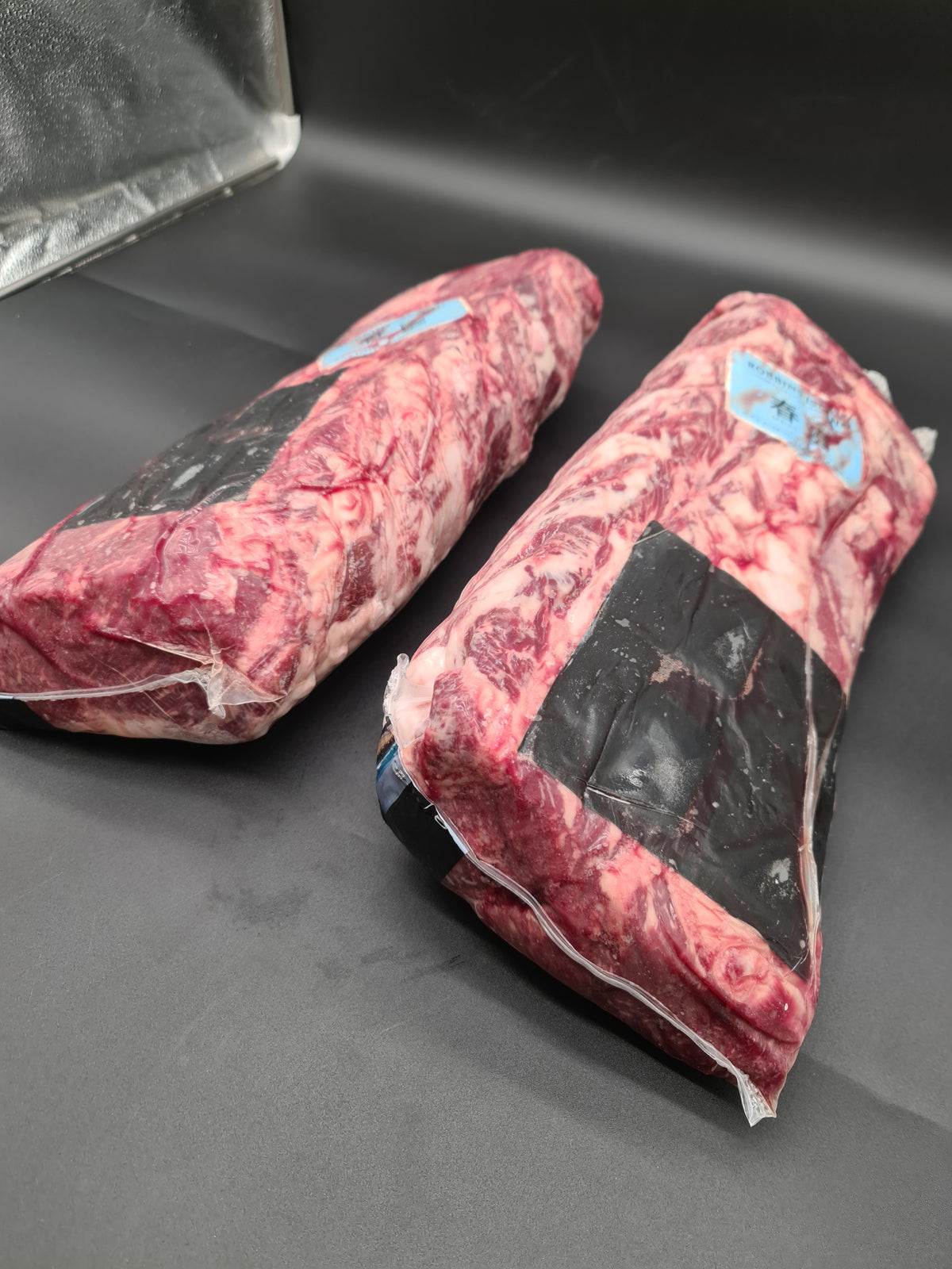 Close-up of premium beef cut in clear packaging
