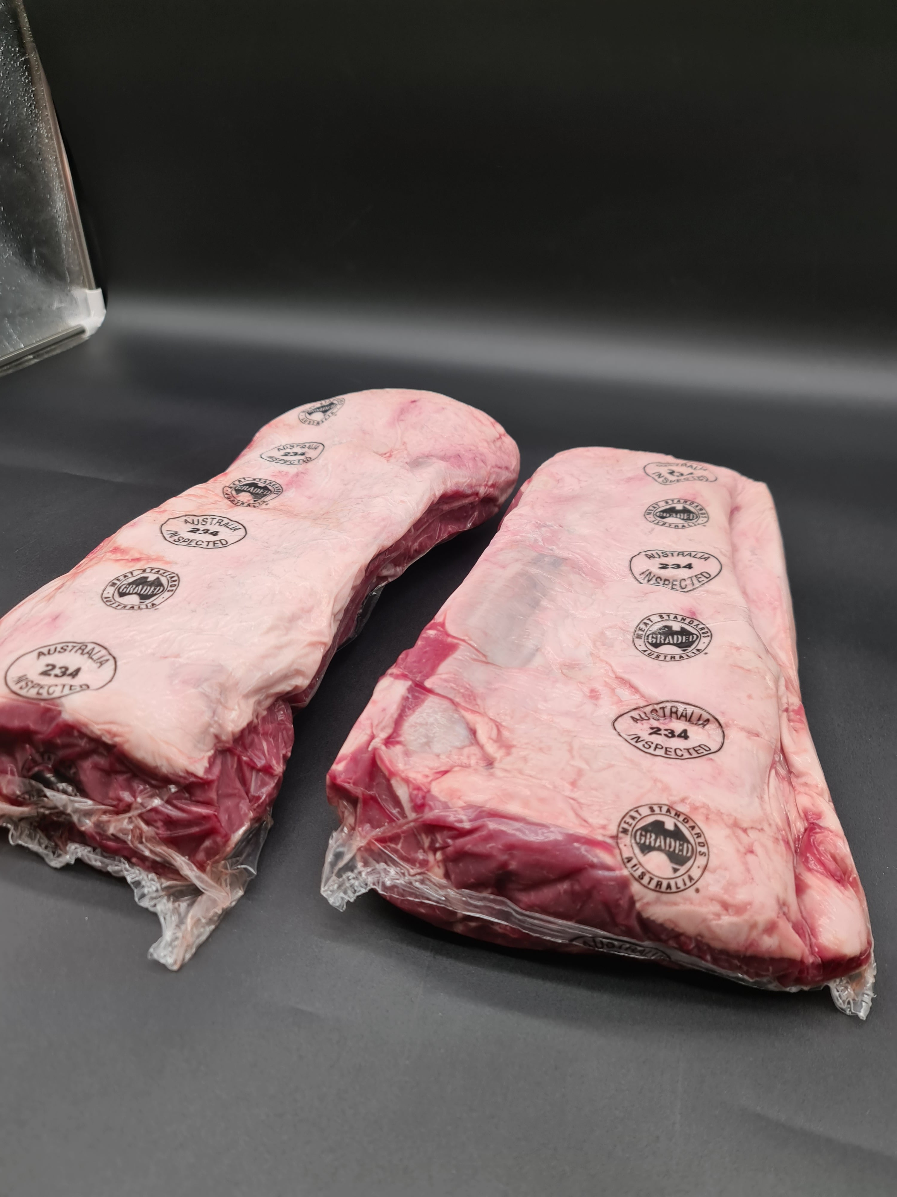 Vacuum-packed premium meat cut in clear packaging