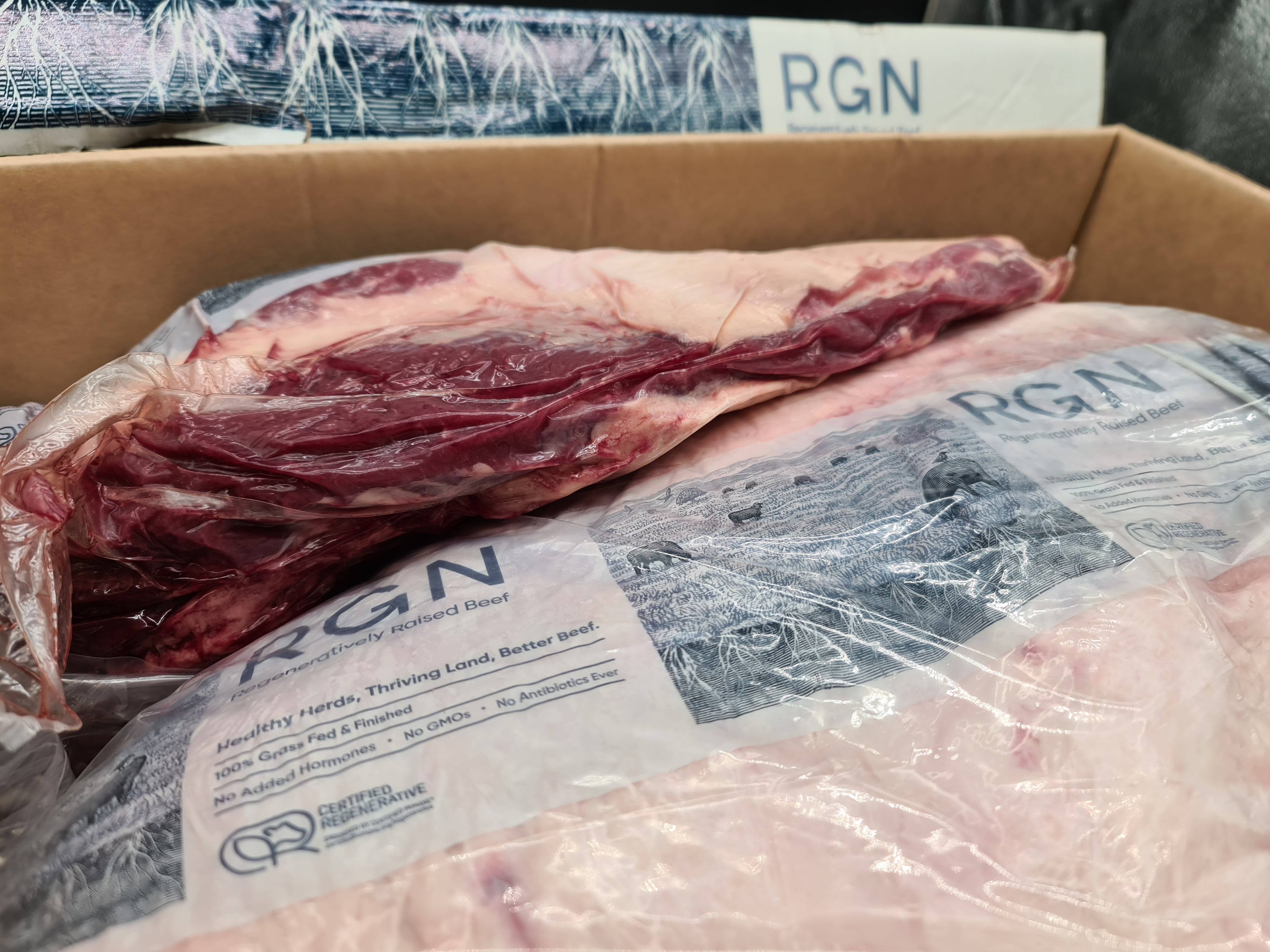 Angled premium meat cut with visible fat cap