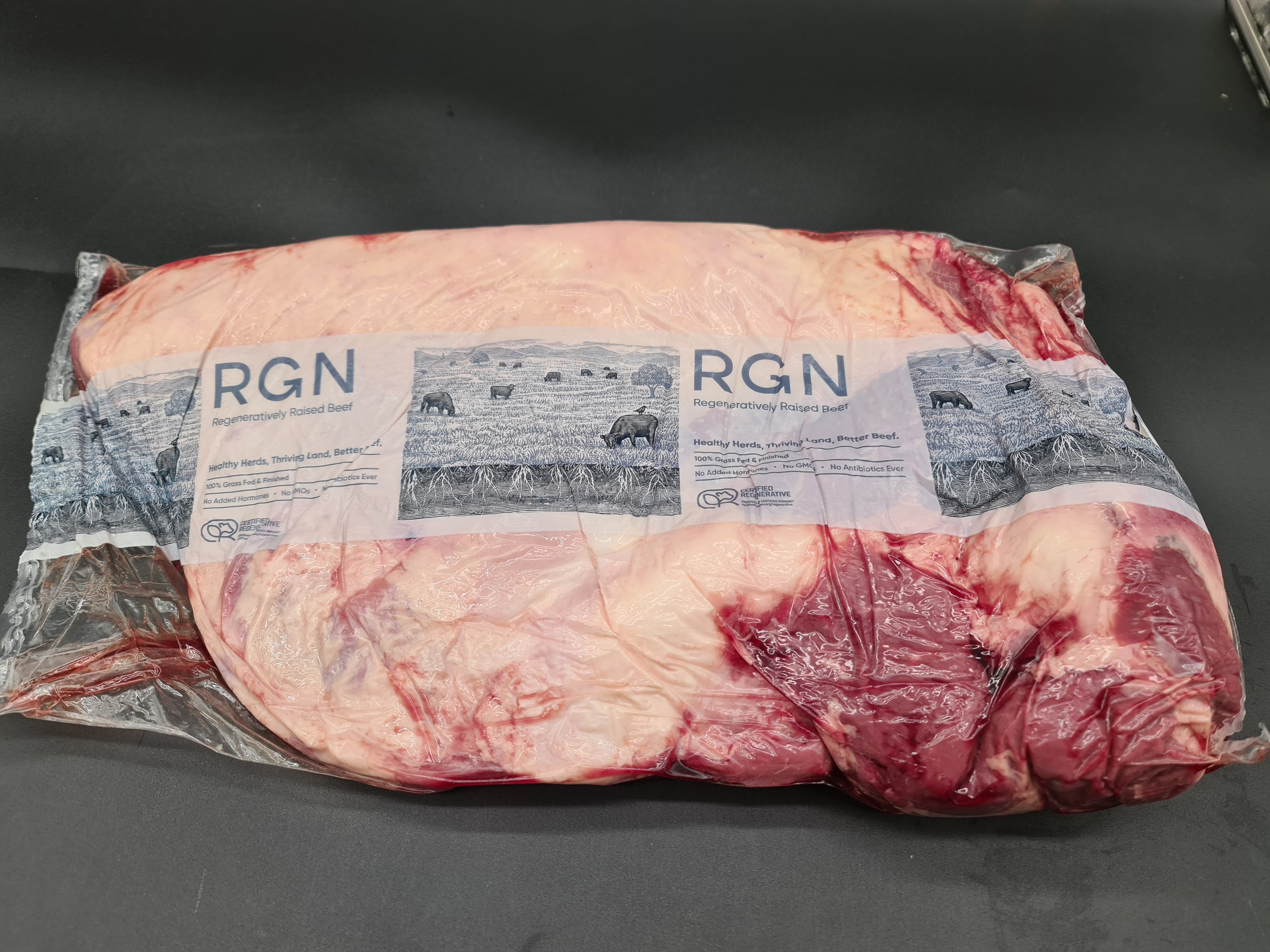 Close-up of premium meat cut in clear packaging