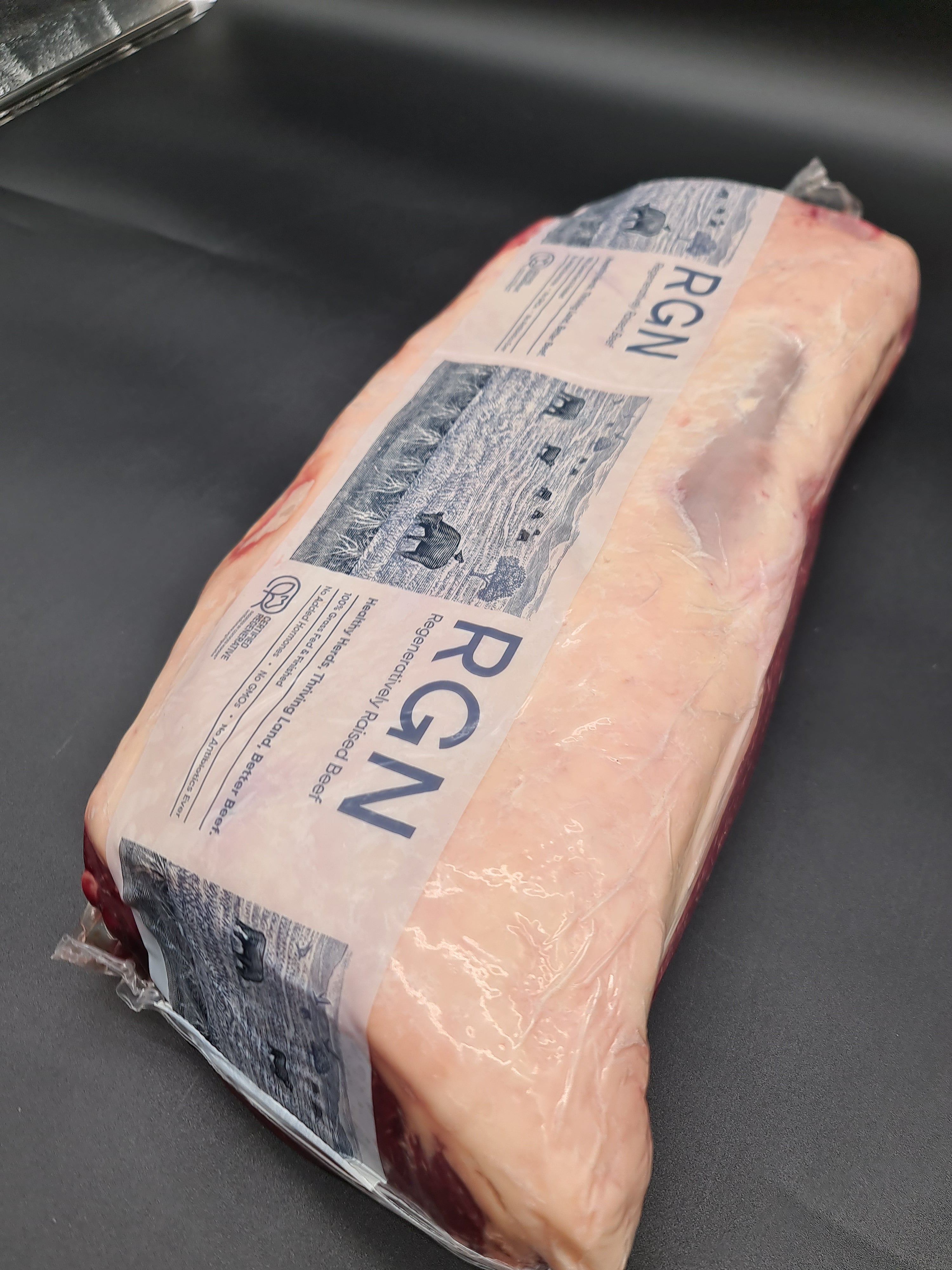Close-up of premium meat cut in clear packaging