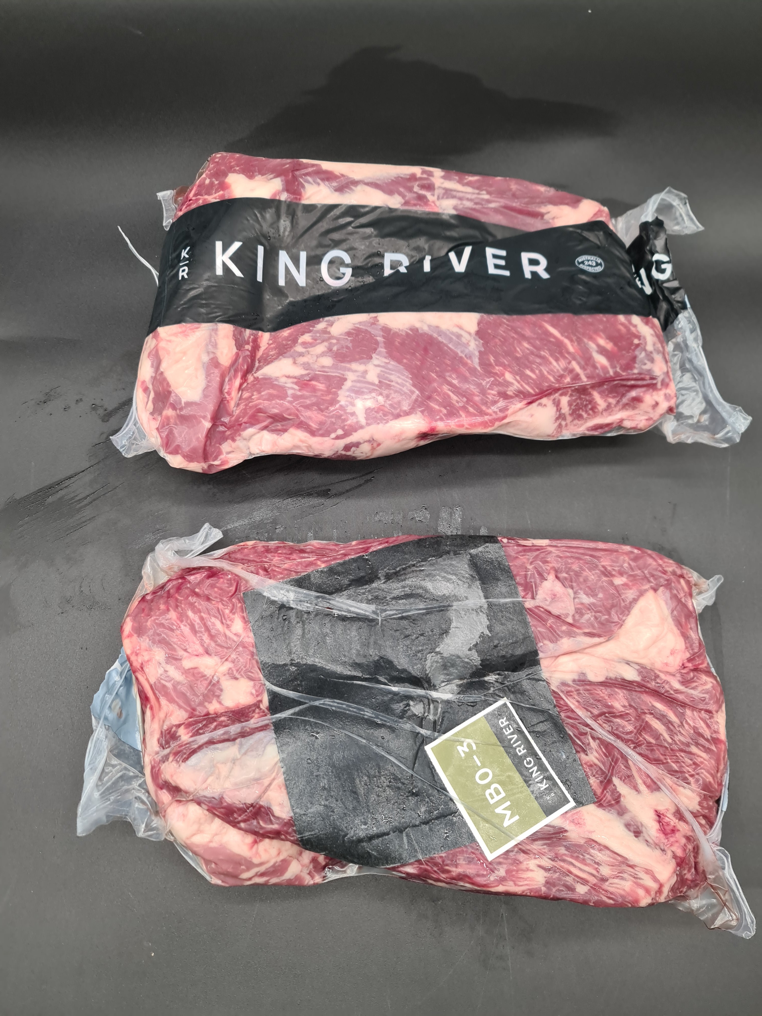 Angled premium meat cut in clear packaging