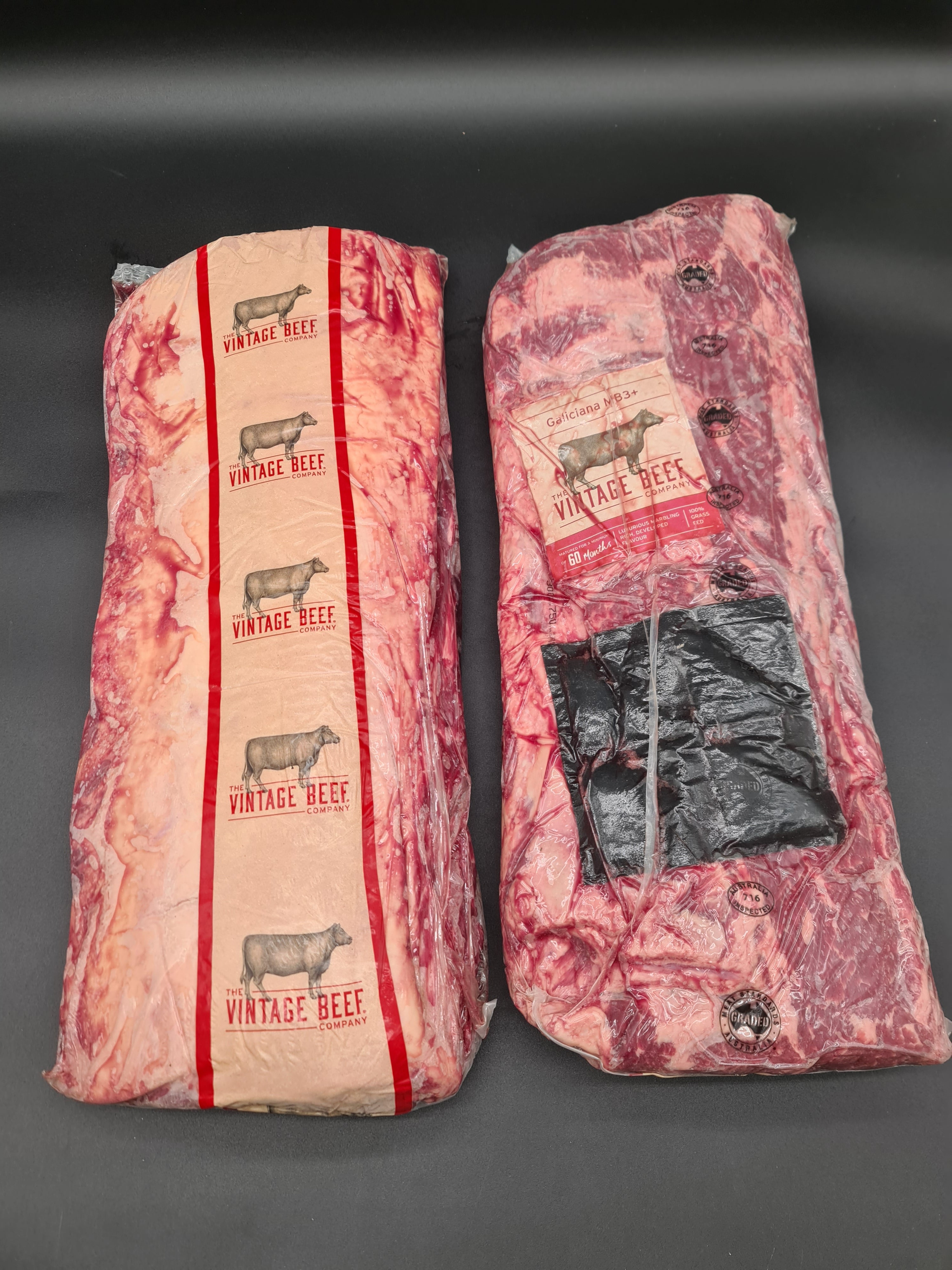 Open premium beef box filled with packed cuts