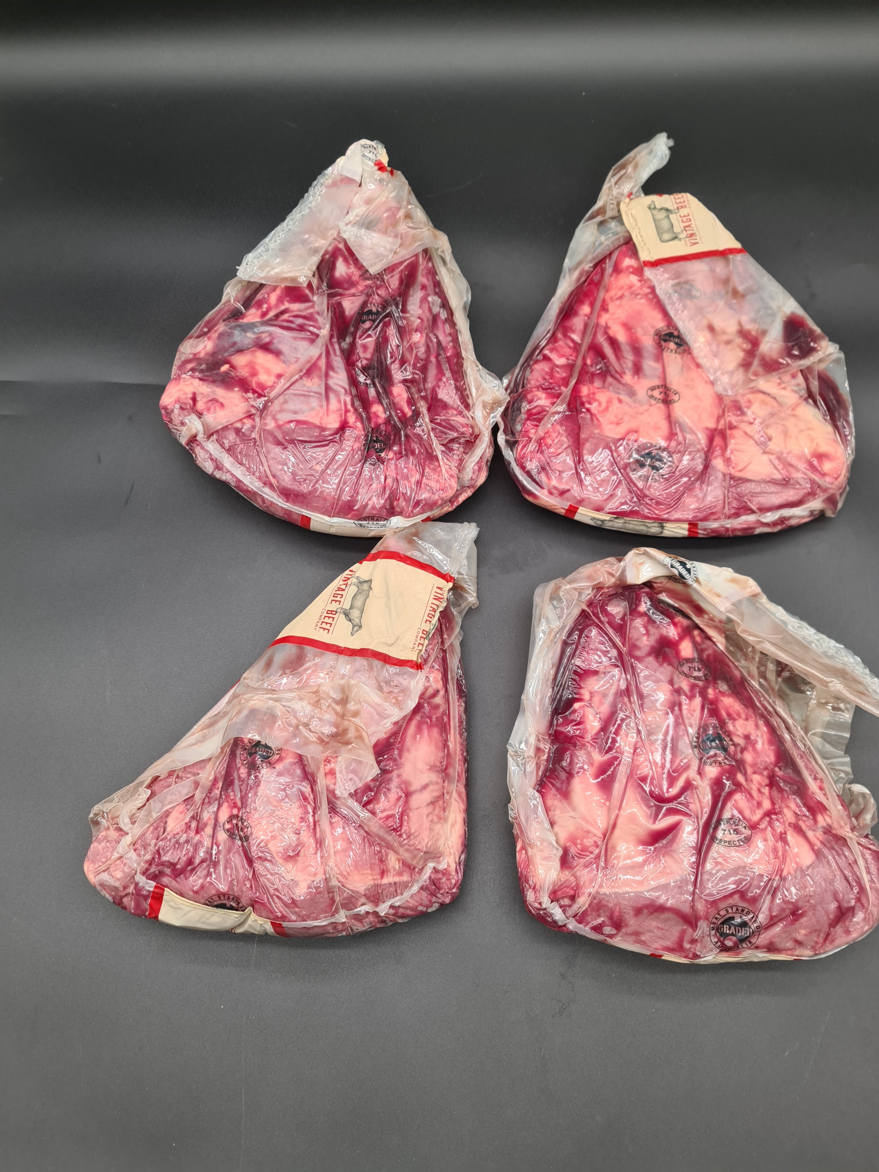 Angled premium meat cut with lean meat and fat cap