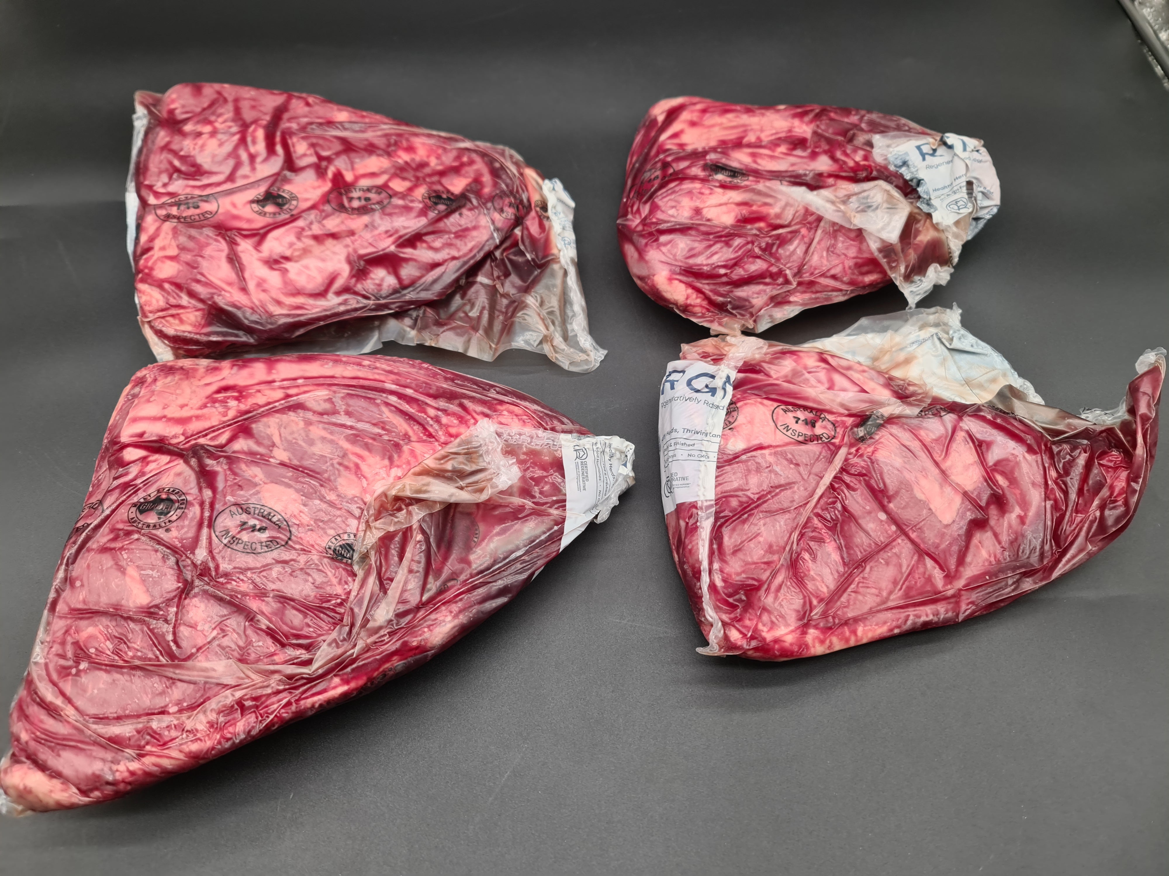 Angled premium meat cut showing lean meat and fat cap