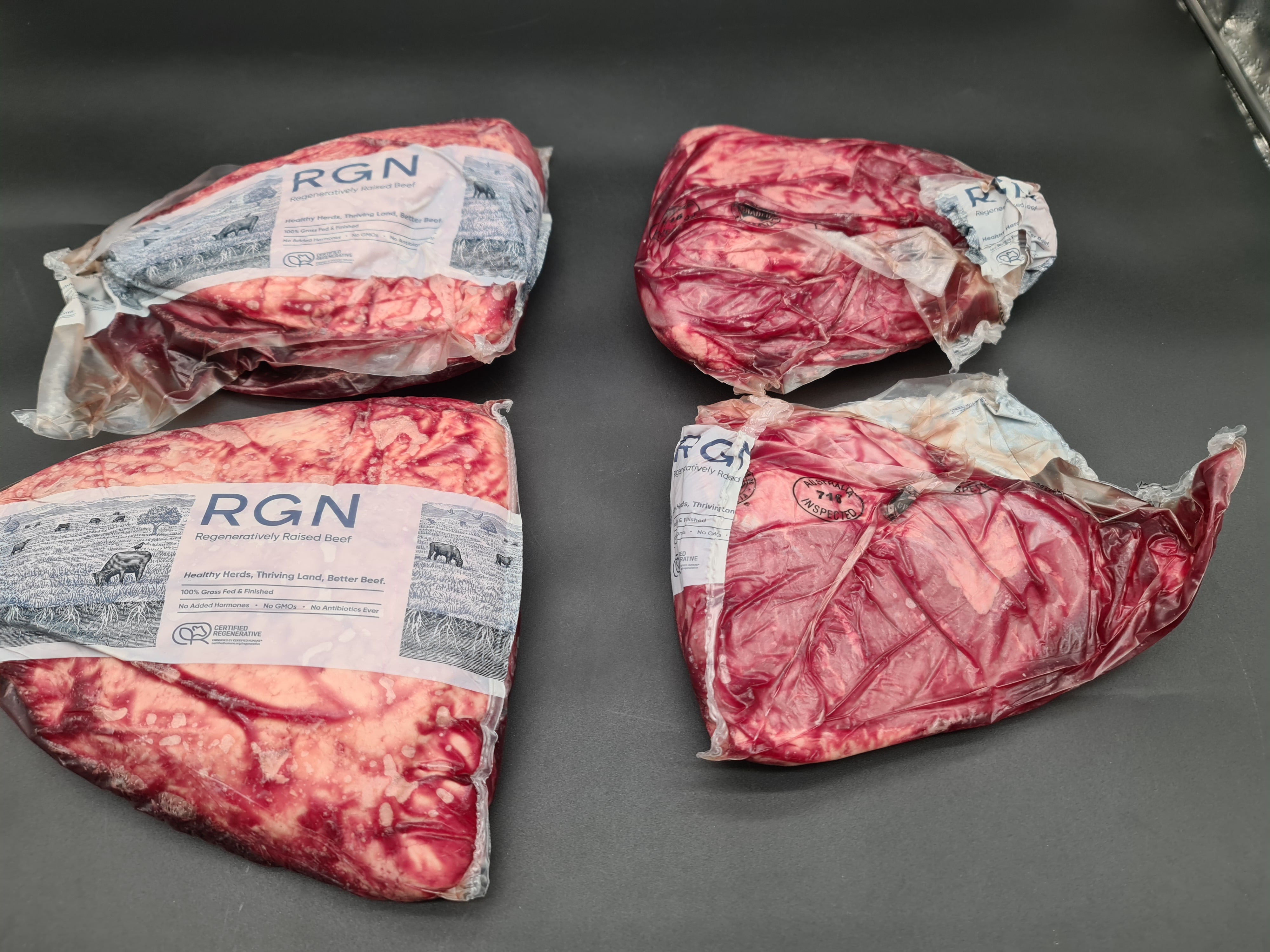 Close-up of premium meat cut in clear packaging