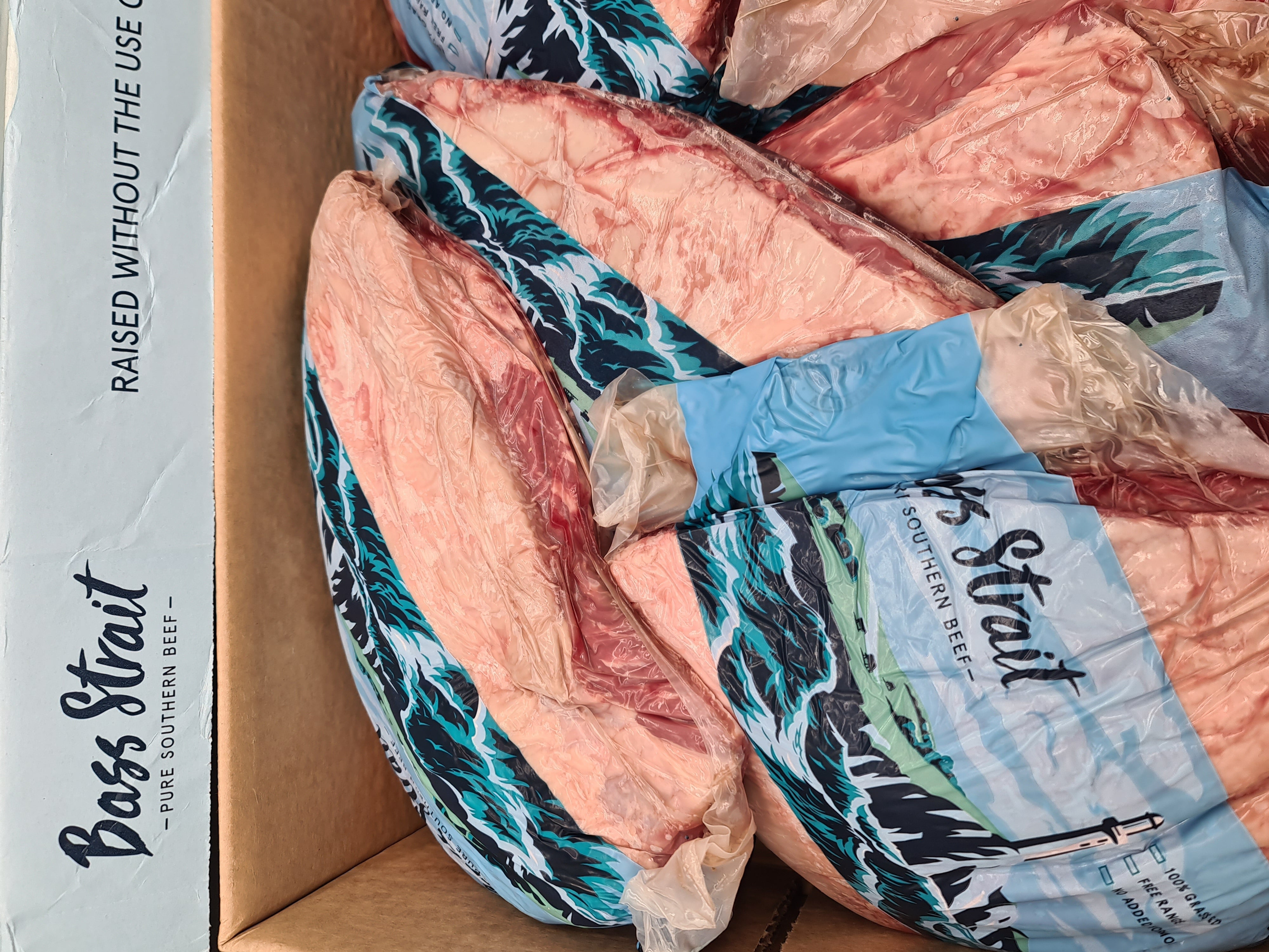 Angled premium meat cut showing lean meat and fat cap
