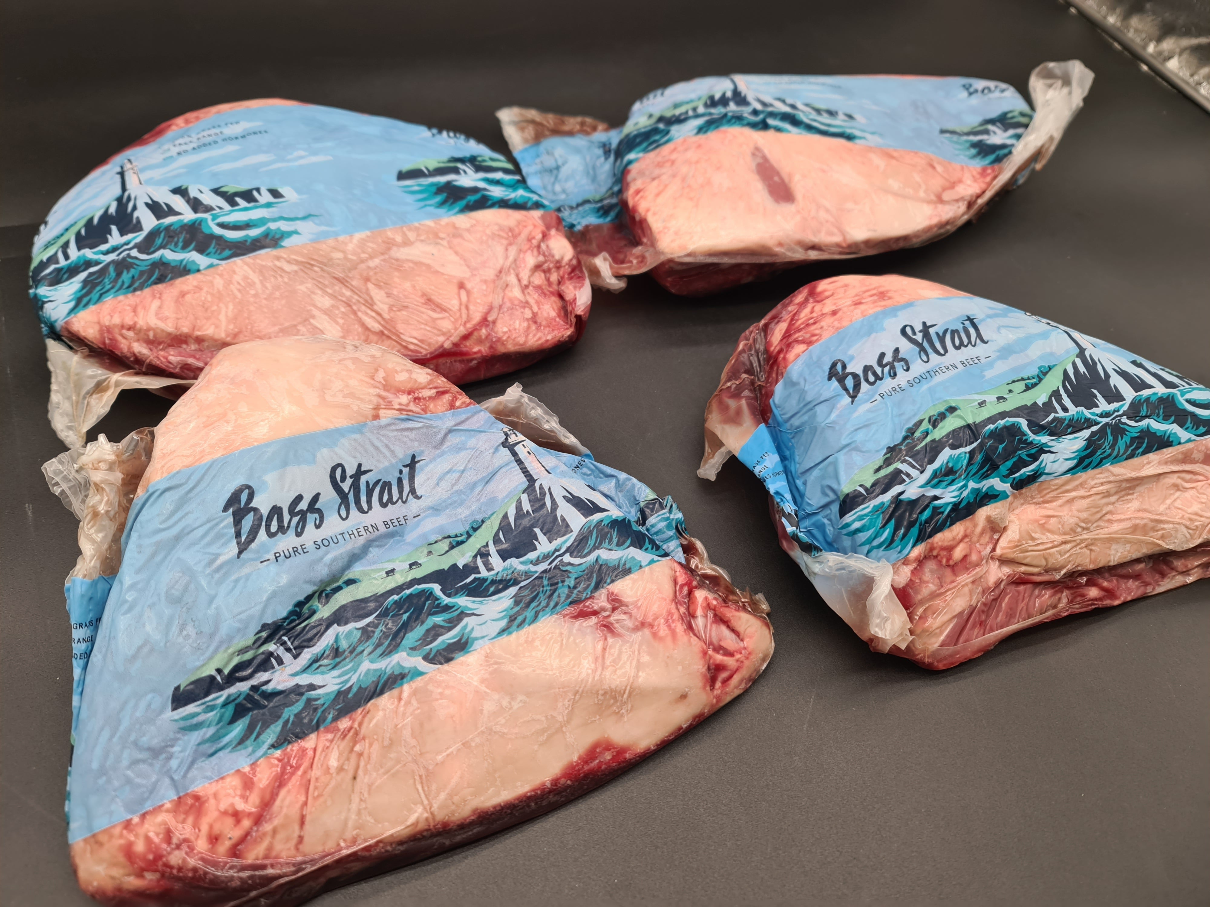 Angled view of a closed premium meat box