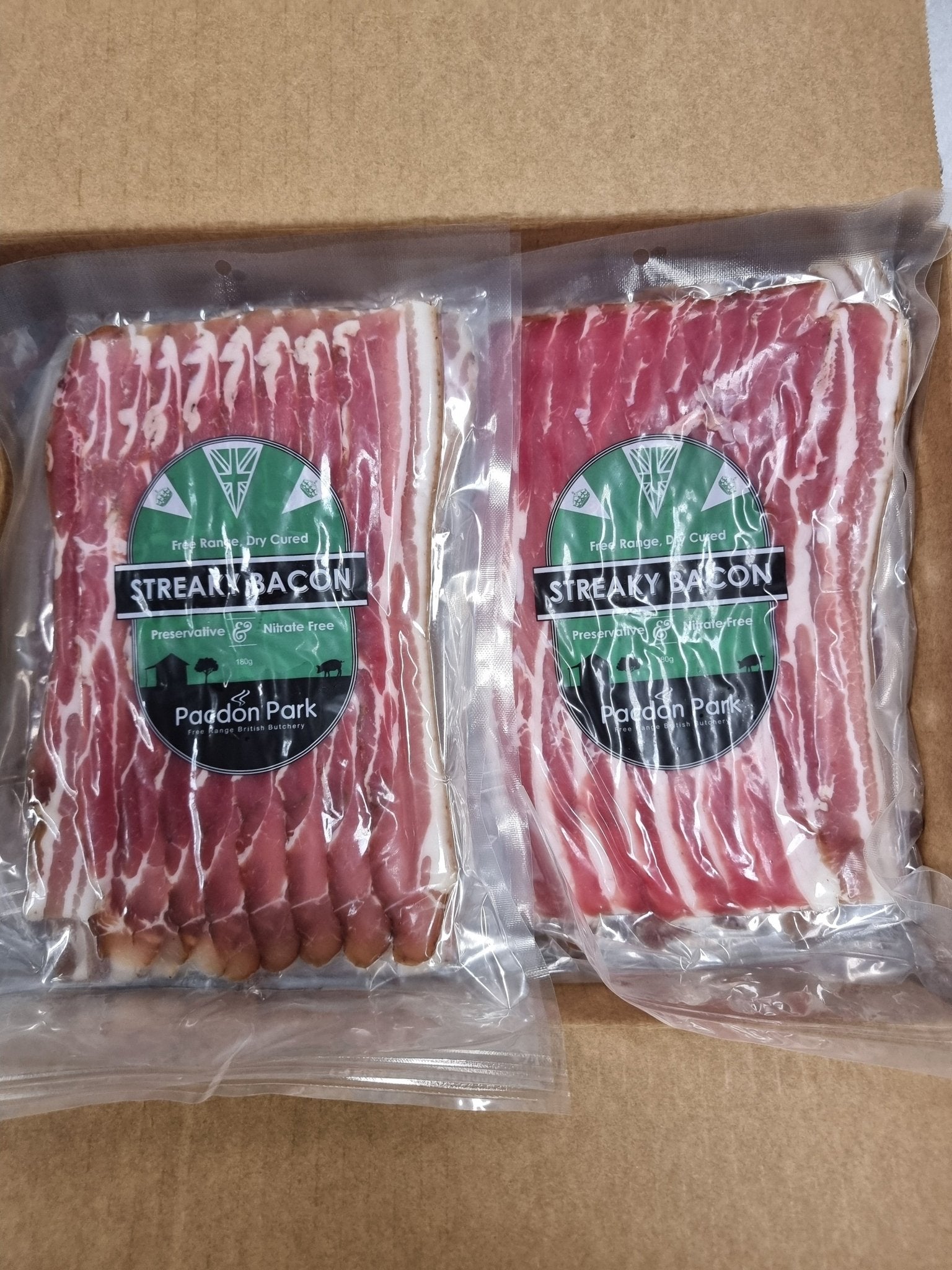 Free Range Dry Cured Steaky Bacon - Pacdon Park - Nitrate, Gluten, Preservative Free - Carnivore Society