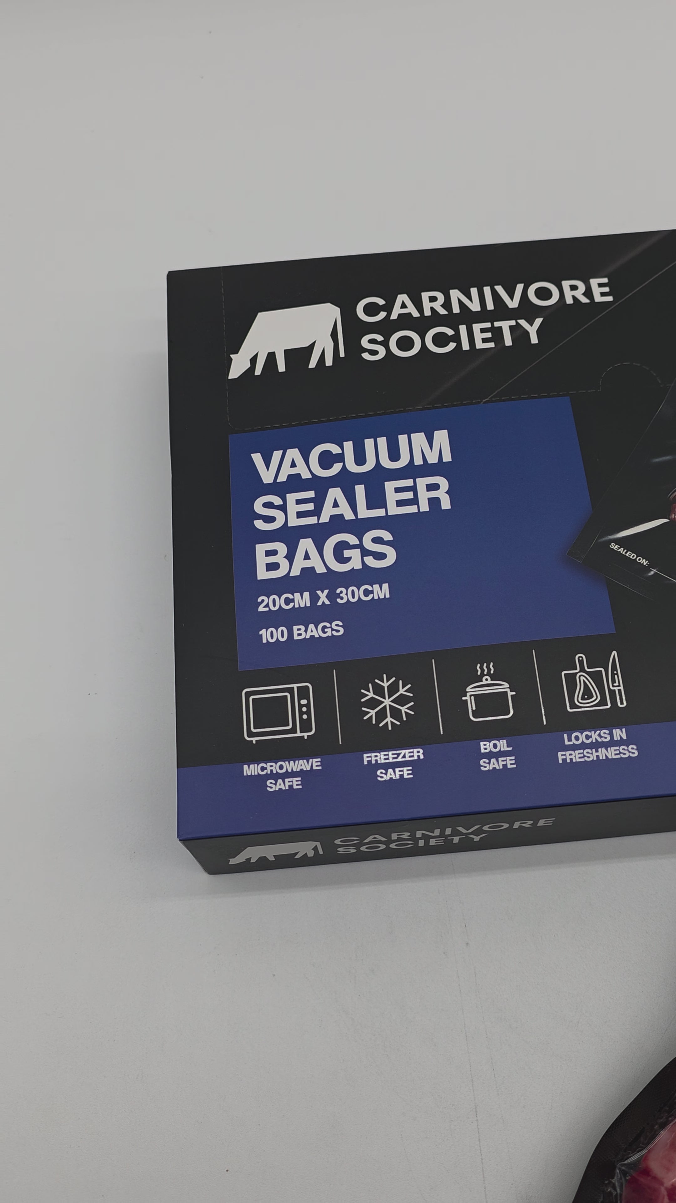 Carnivore Society Vacuum Sealer Bags - 20cm x 30cm (100 Pack)