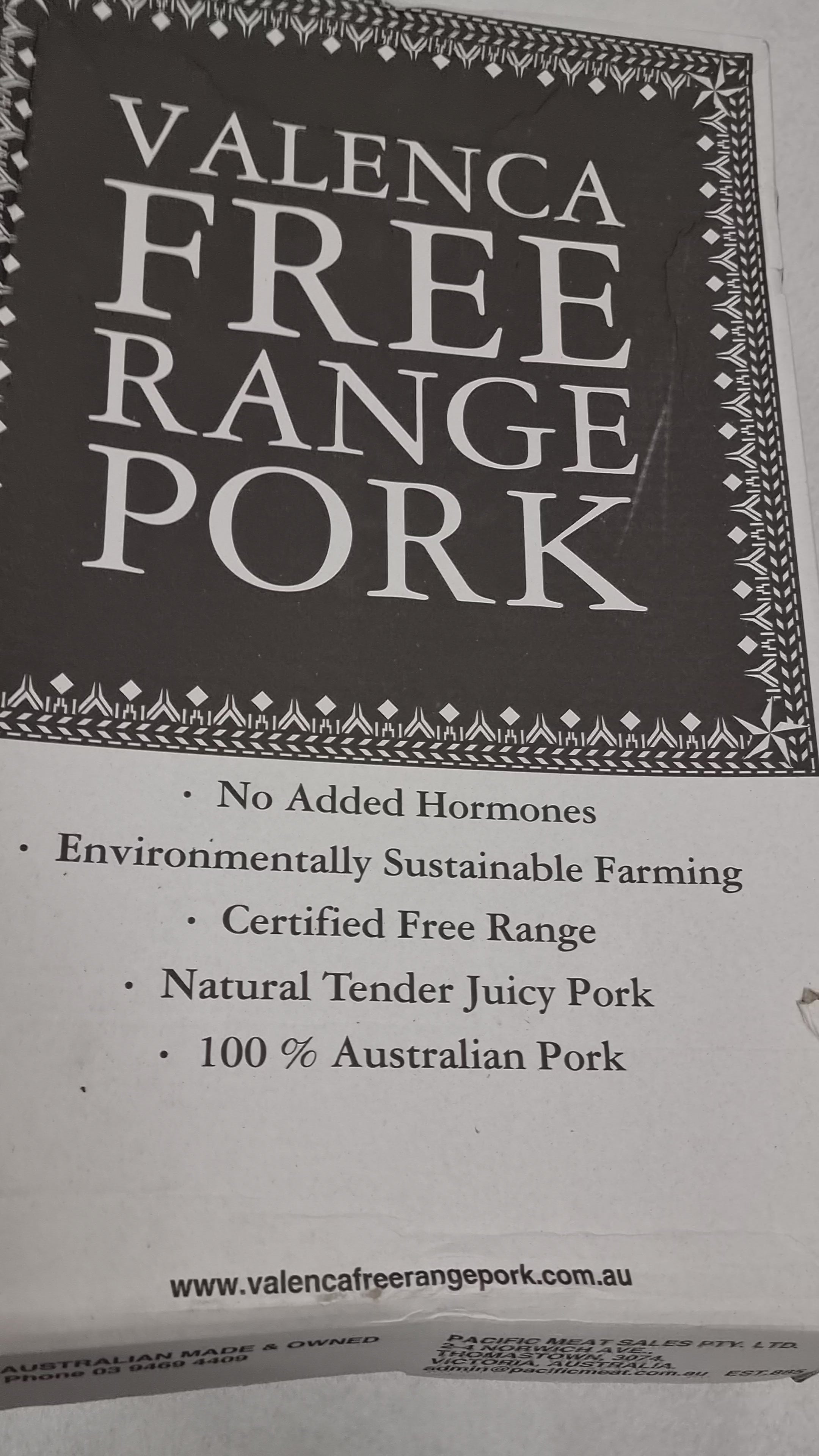 Valenca Free Range Pork - Boston Butt - $12/kg