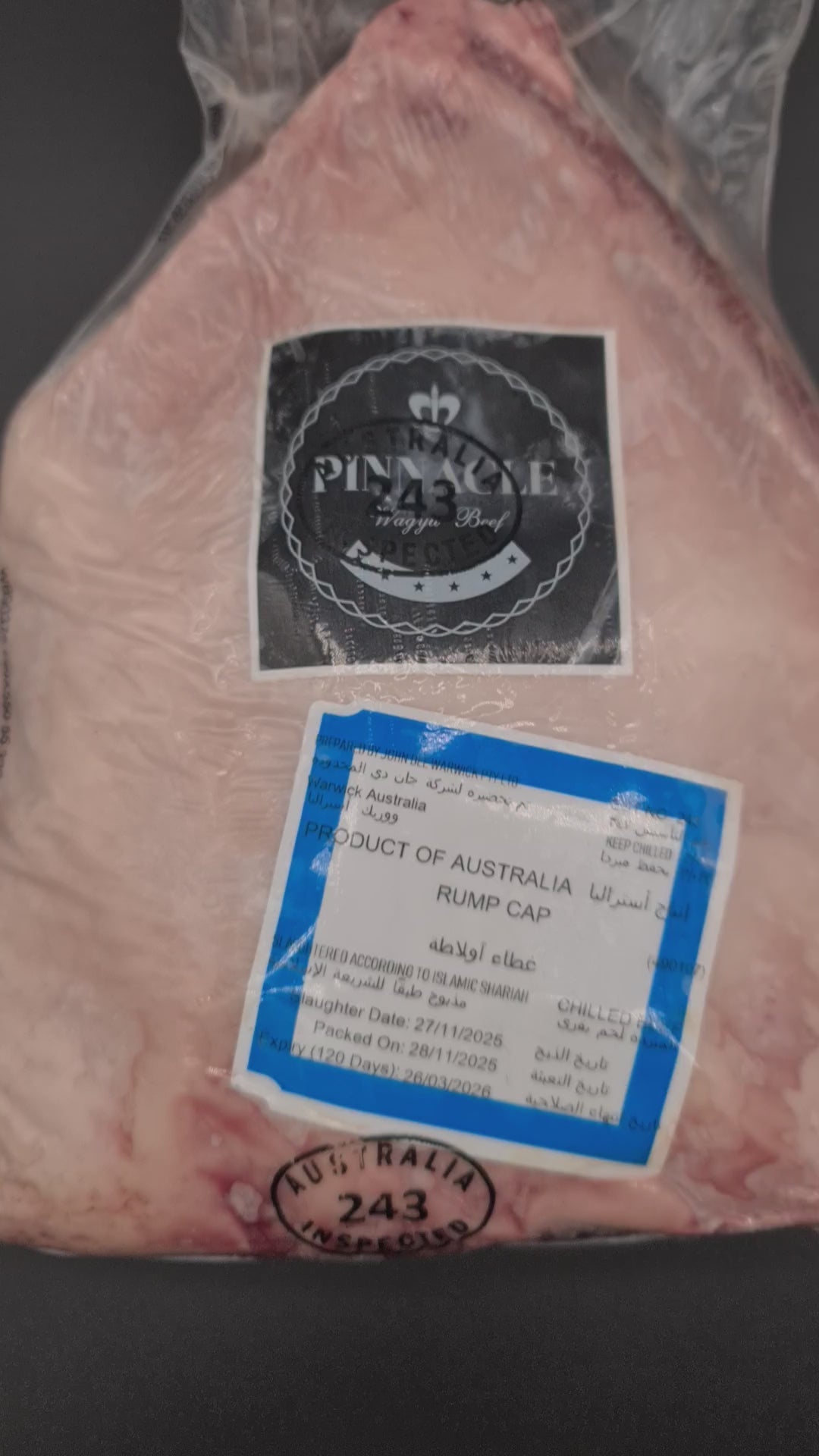 Southern Highlands Pinnacle Wagyu Grain-fed Rump Cap $95/kg