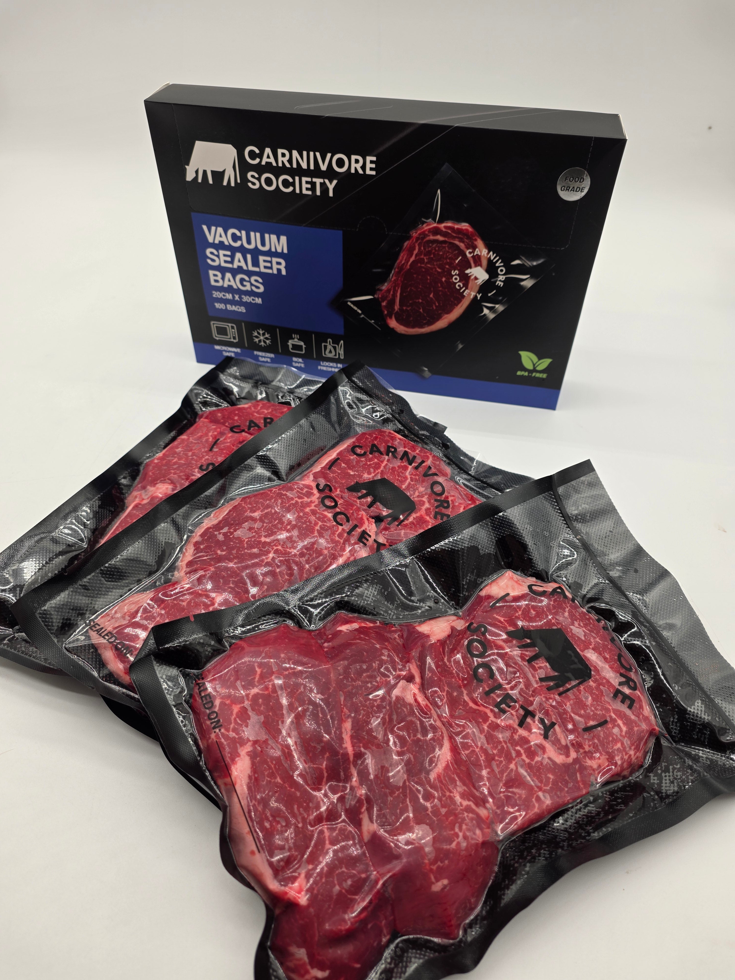 Carnivore Society Vacuum Sealer Bags - 20cm x 30cm (100 Pack)