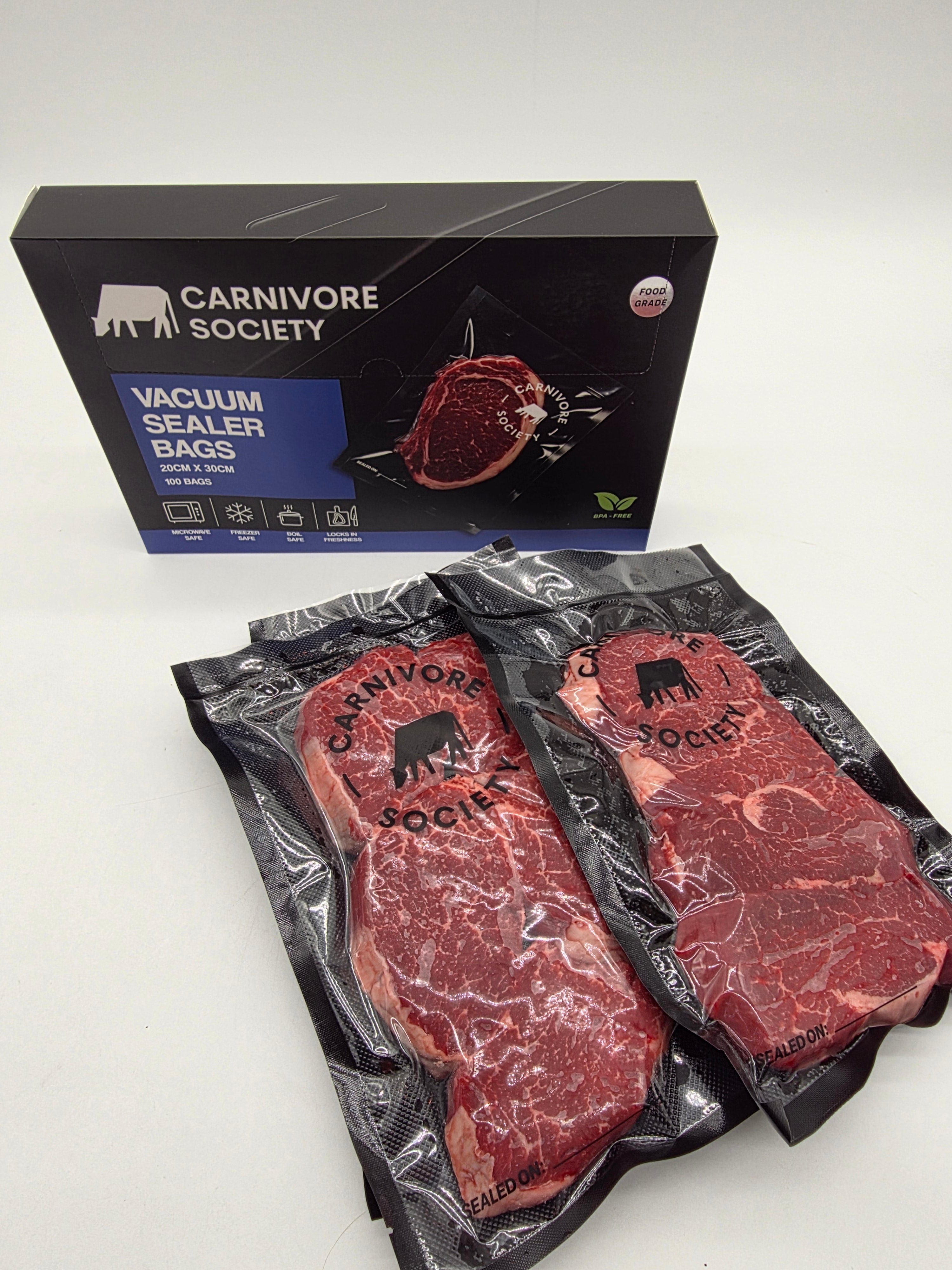 Carnivore Society Vacuum Sealer Bags - 20cm x 30cm (100 Pack)