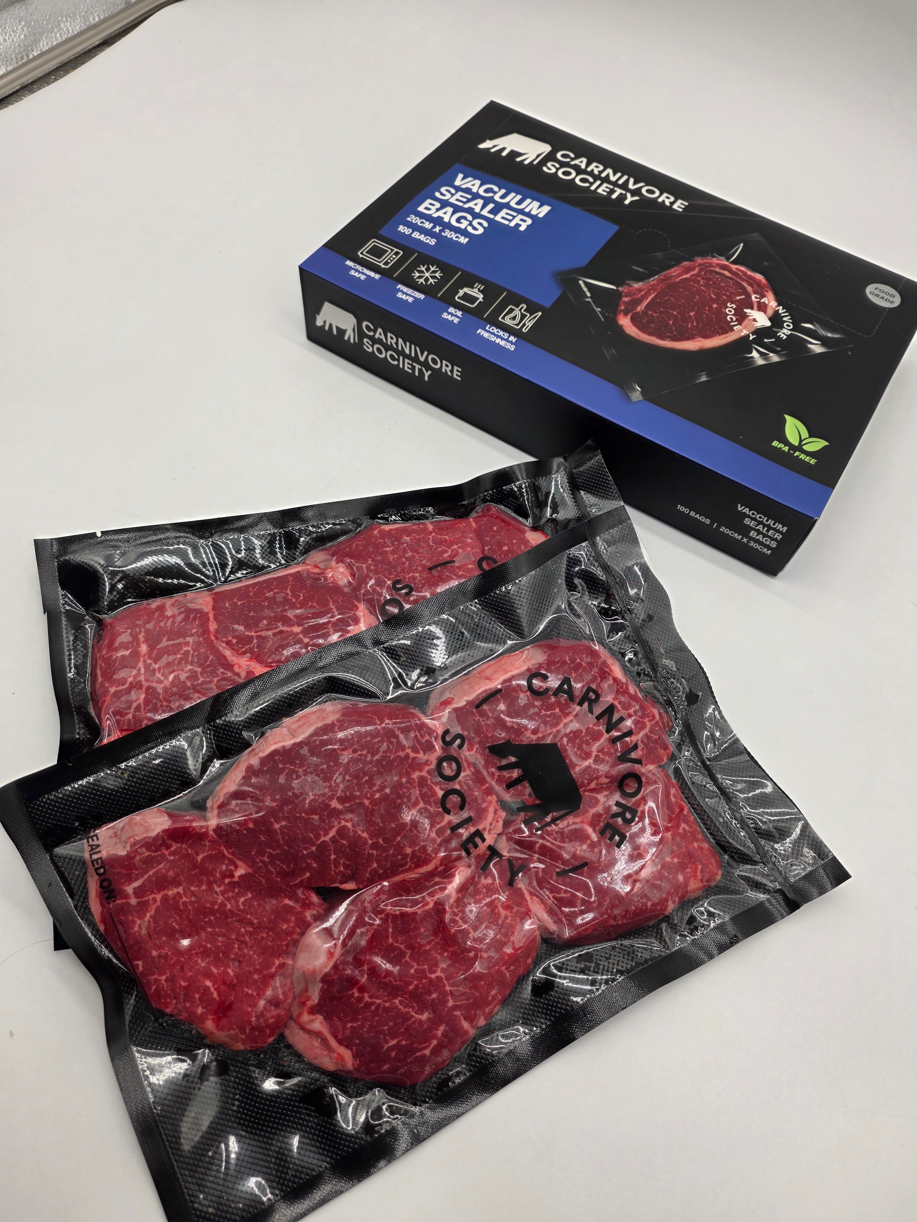 Carnivore Society Vacuum Sealer Bags - 20cm x 30cm (100 Pack)