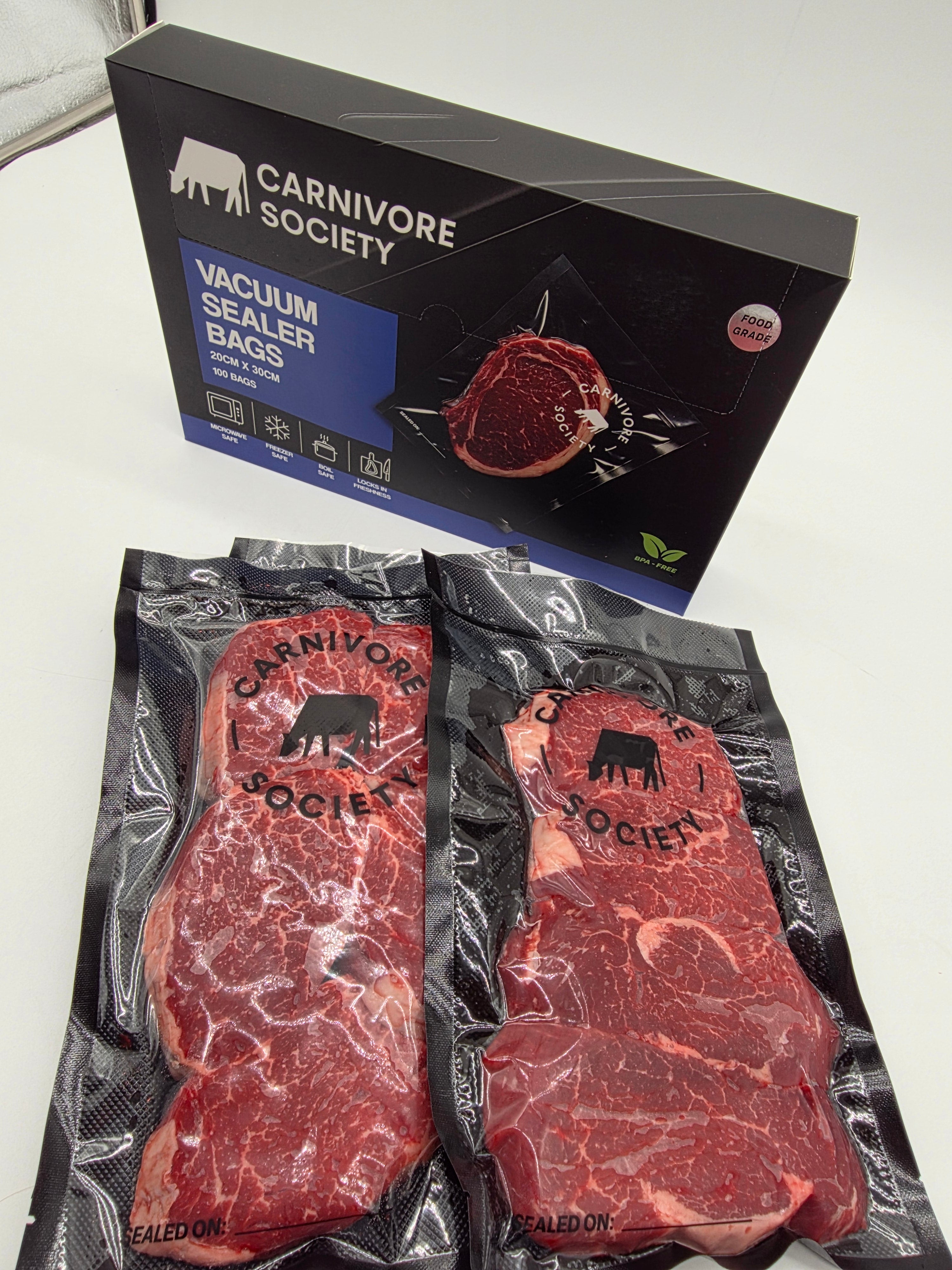 Carnivore Society Vacuum Sealer Bags - 20cm x 30cm (100 Pack)