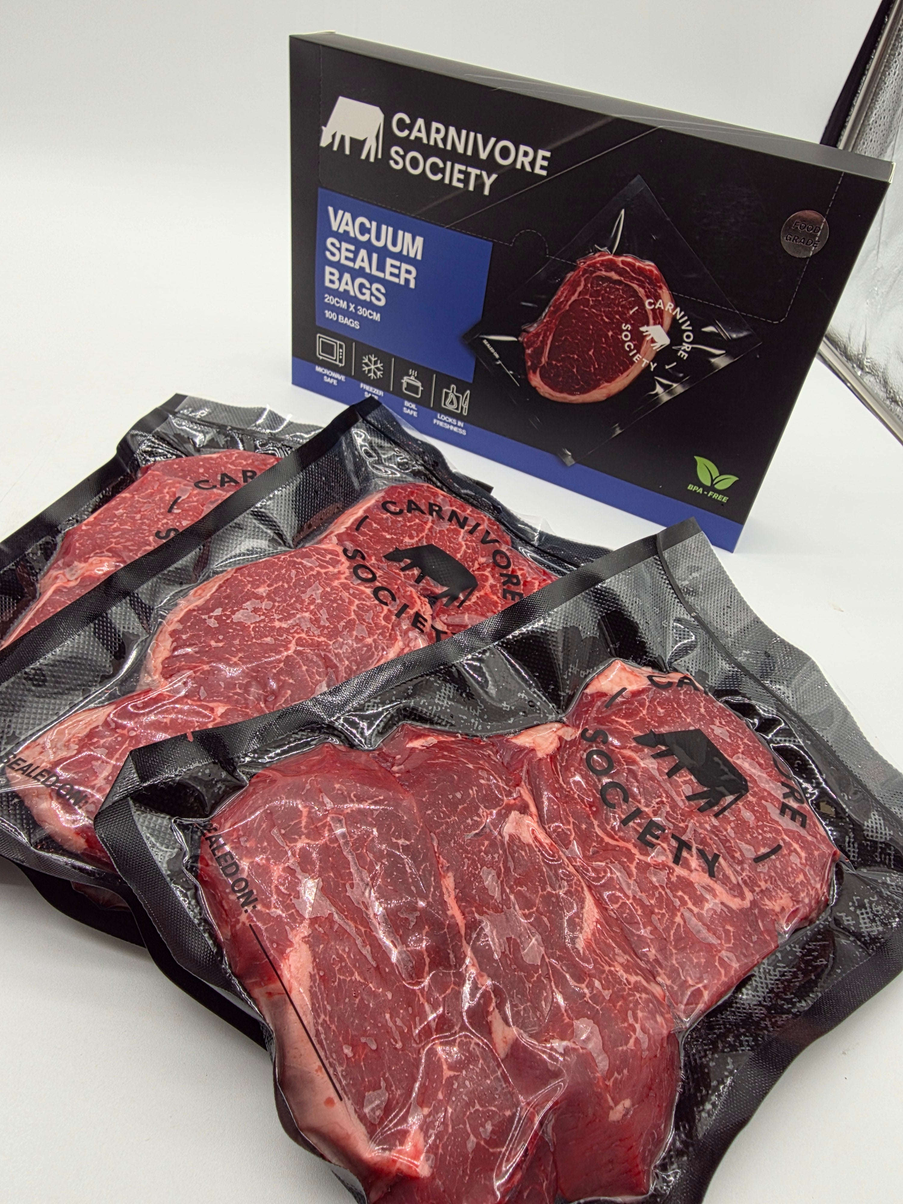 Carnivore Society Vacuum Sealer Bags - 20cm x 30cm (100 Pack)