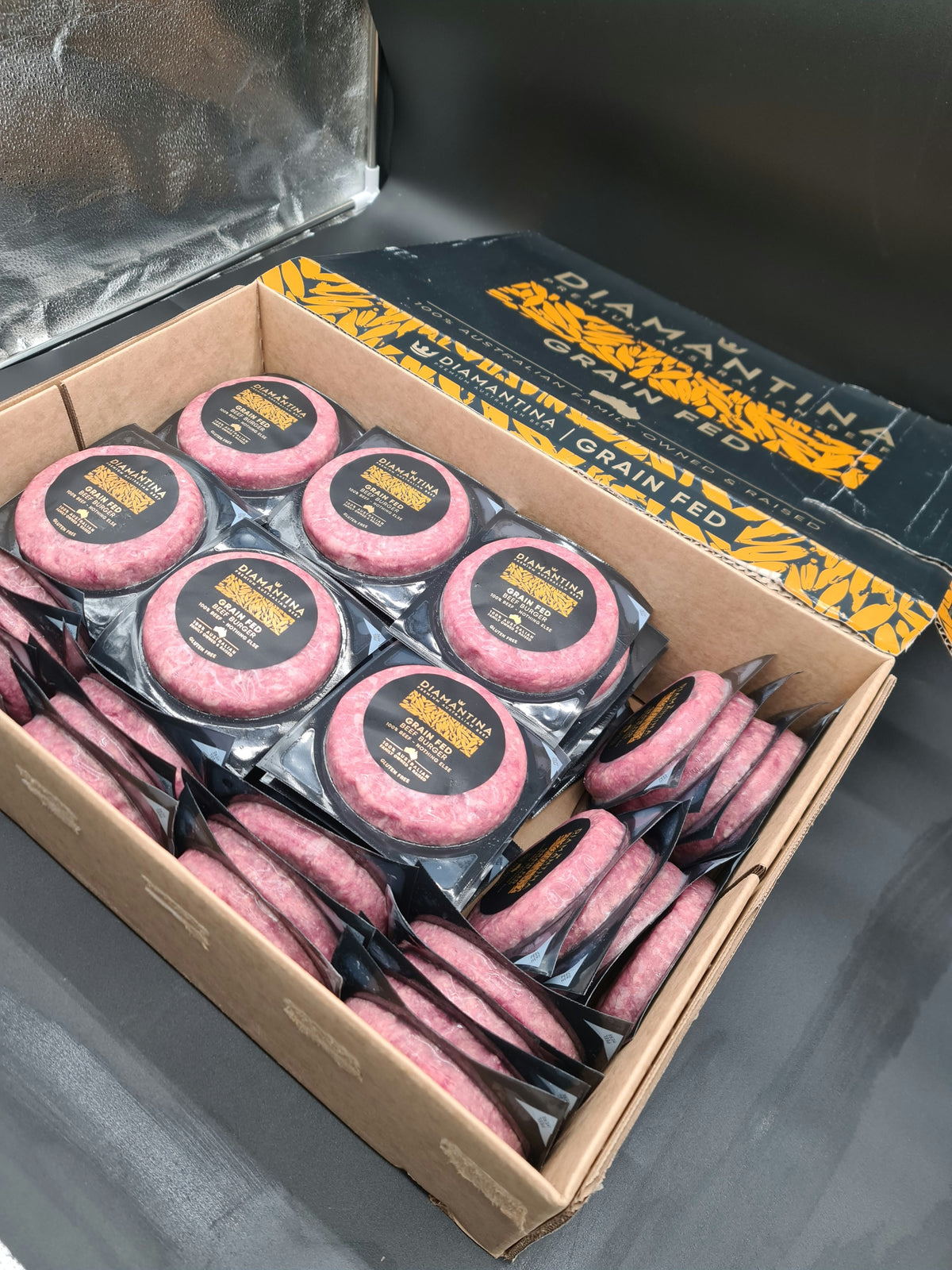 Diamantina Grain Fed Beef Burger Patties 150g Each from $30/kg