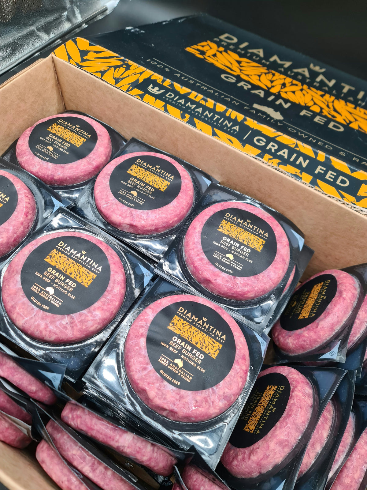 Diamantina Grain Fed Beef Burger Patties 150g Each from $30/kg