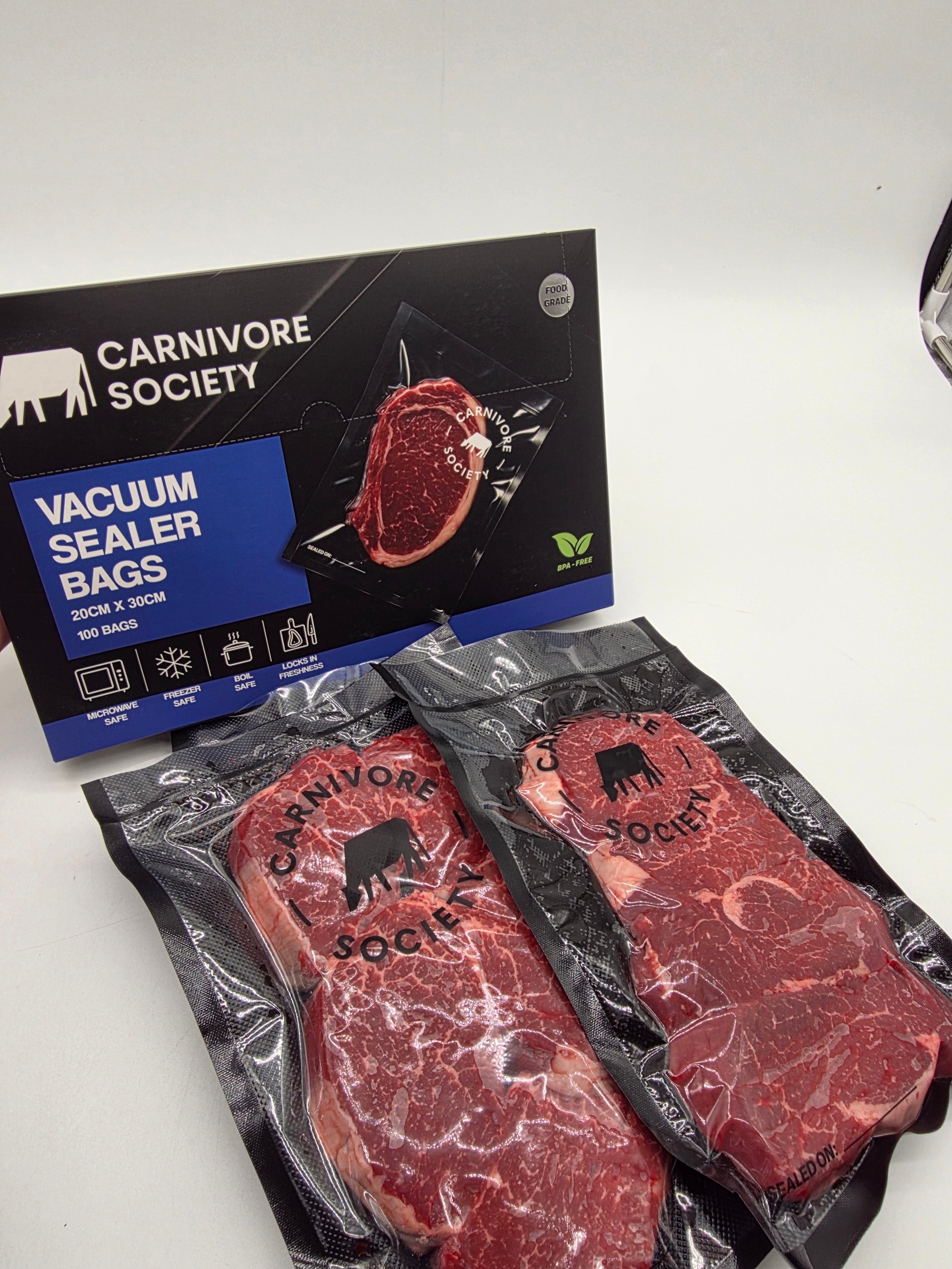 Carnivore Society Vacuum Sealer Bags - 20cm x 30cm (100 Pack)