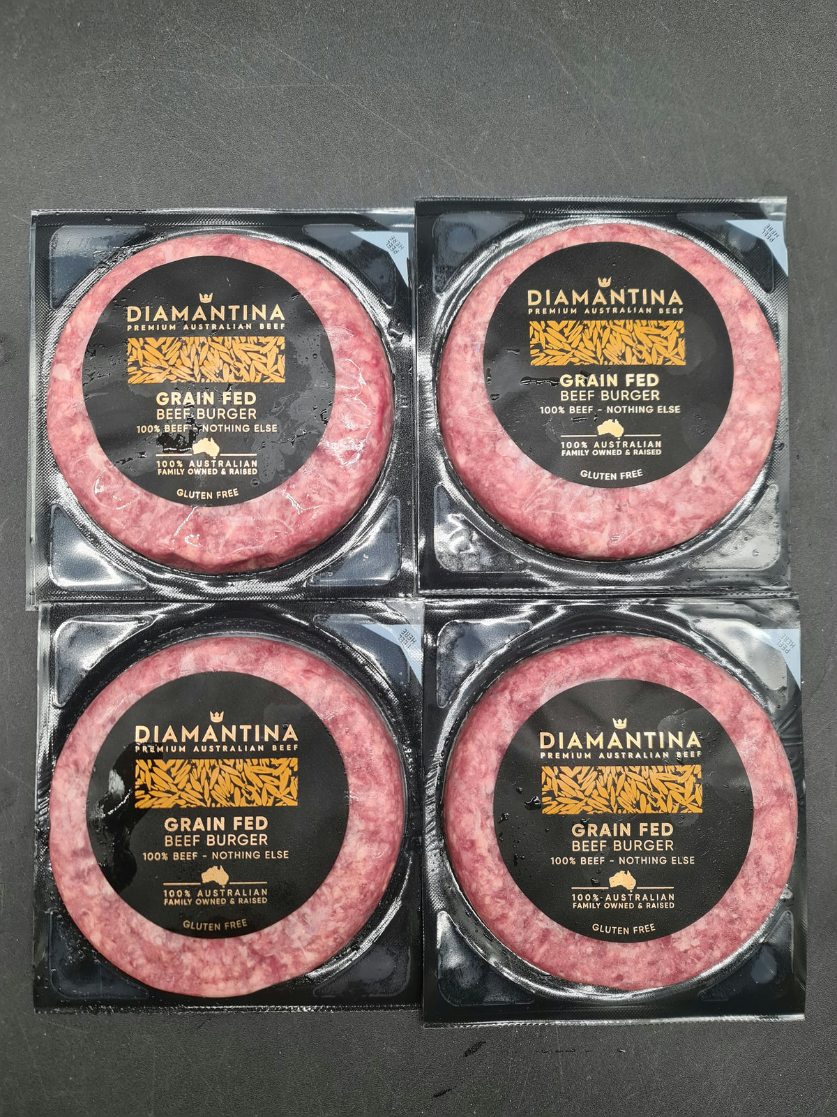 Diamantina Grain Fed Beef Burger Patties 150g Each from $30/kg