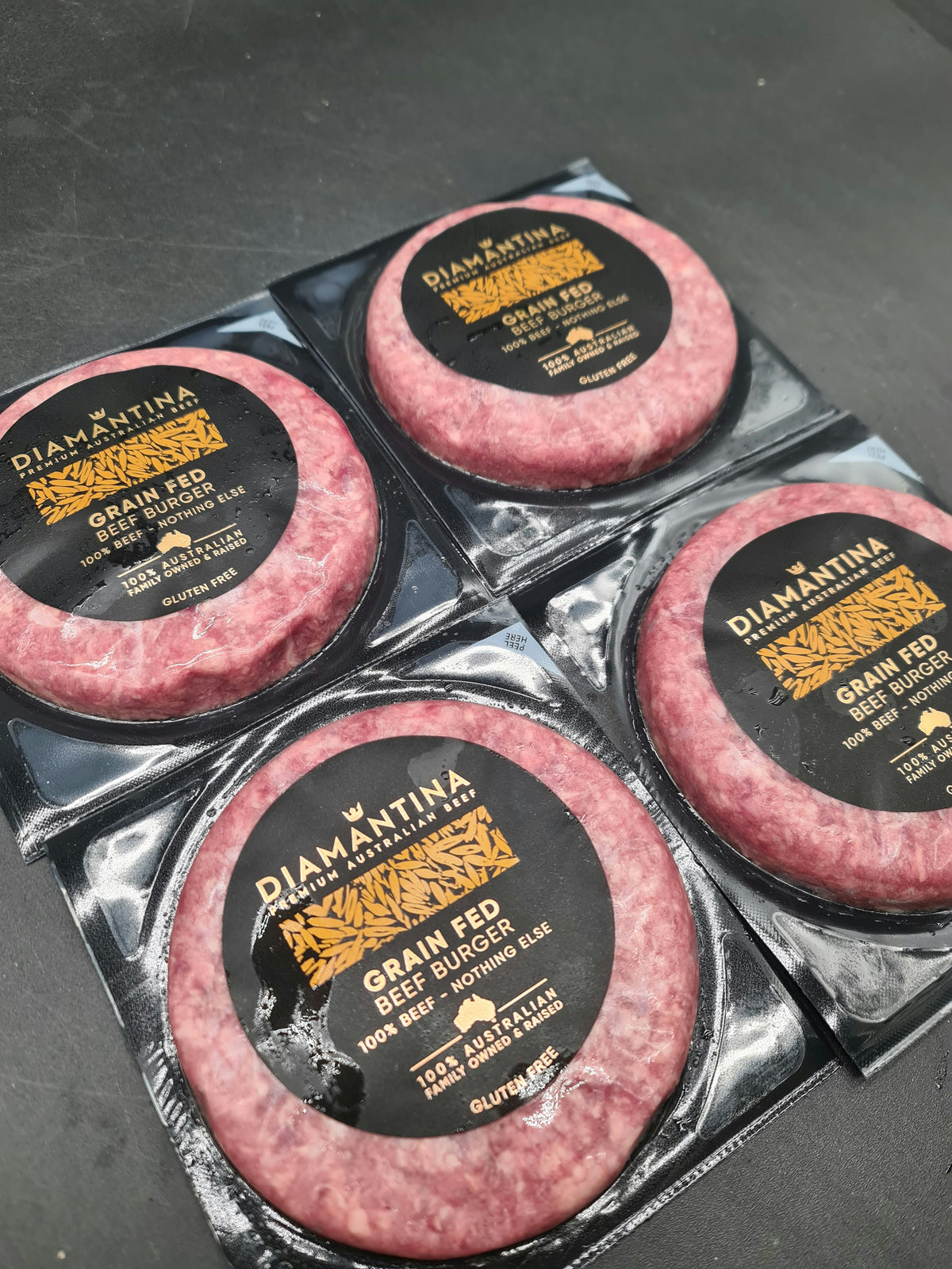 Diamantina Grain Fed Beef Burger Patties 150g Each from $30/kg
